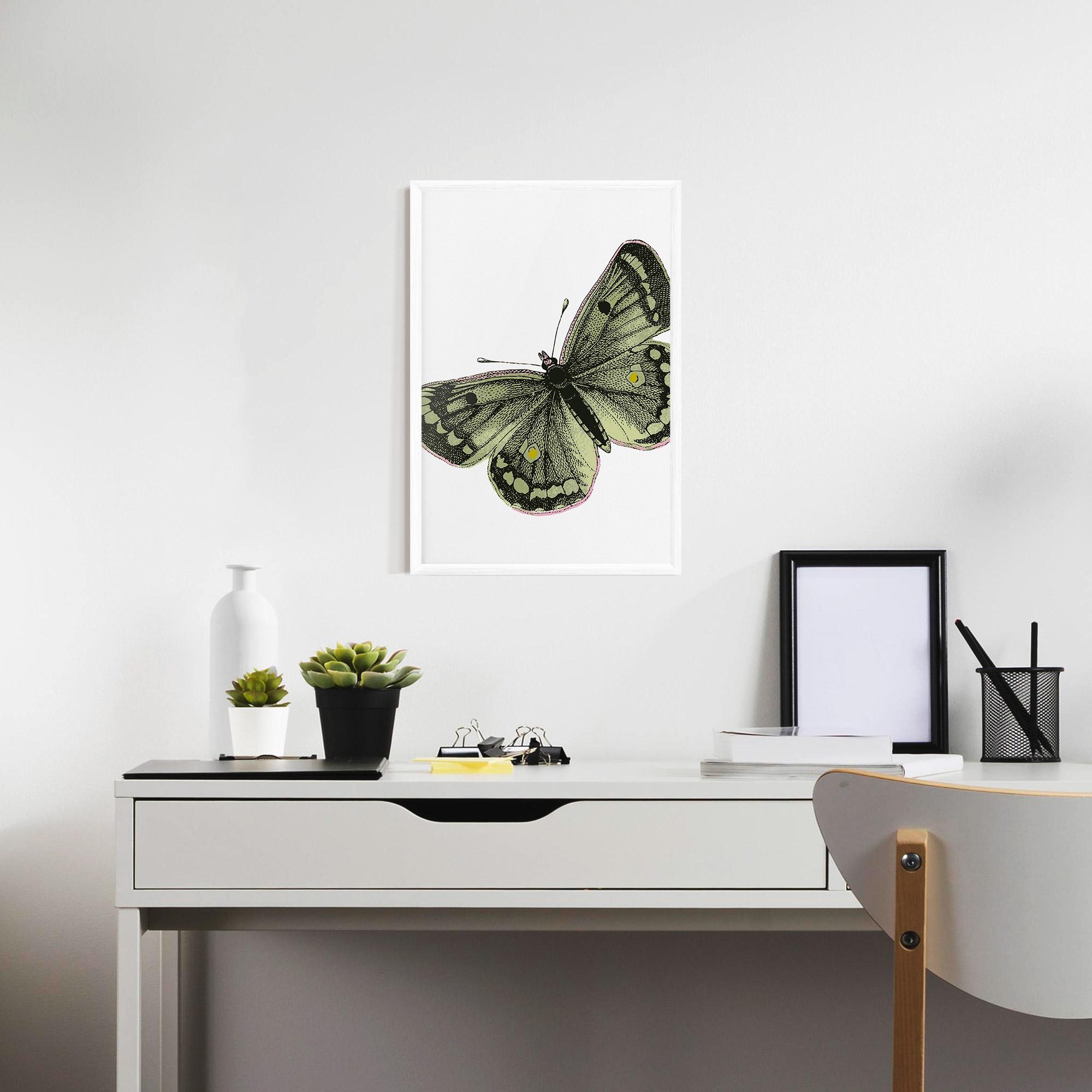 Рамкиран постер Grey Yellow Butterfly mockup 7