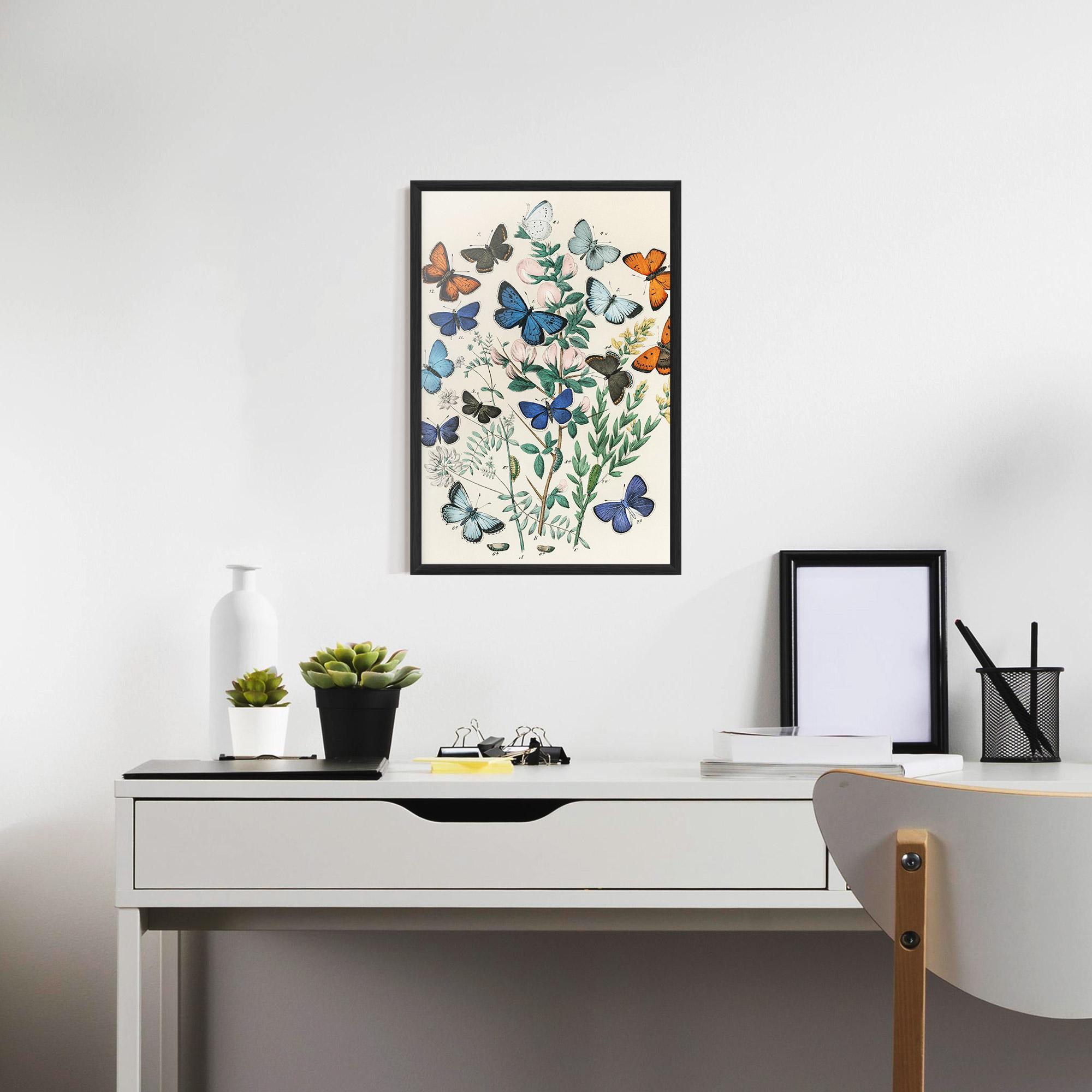 Рамкиран постер Blue Orange Butterflies mockup 7