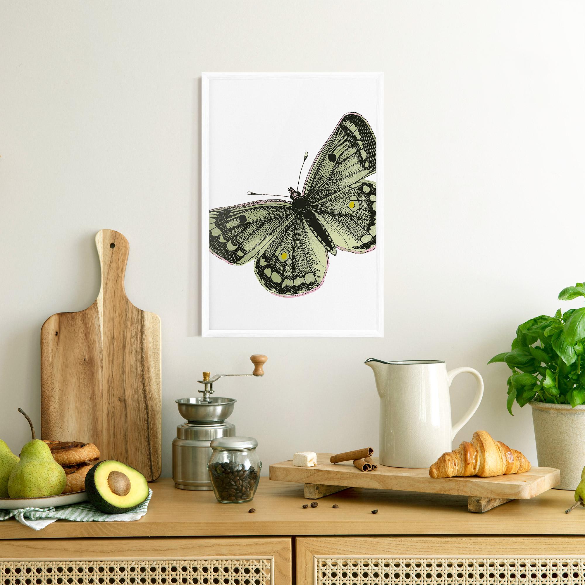 Рамкиран постер Grey Yellow Butterfly mockup 8