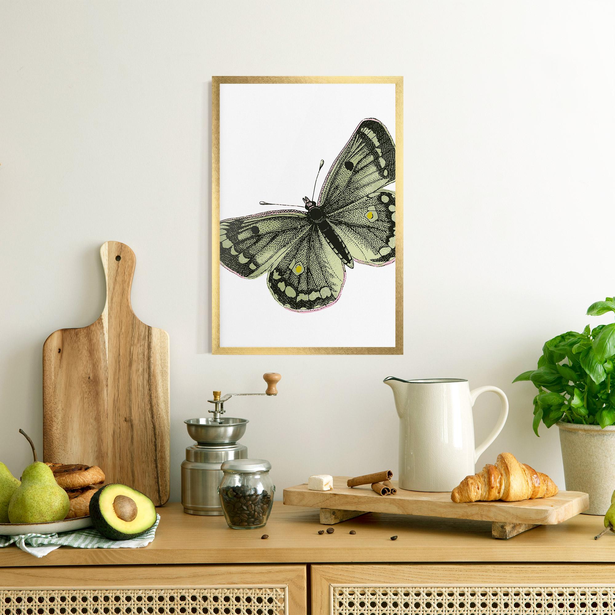 Рамкиран постер Grey Yellow Butterfly mockup 8