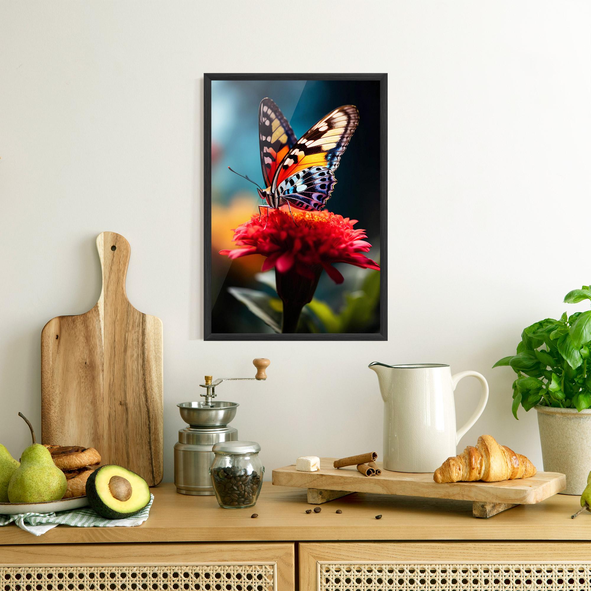 Рамкиран постер Blue Yellow Butterfly mockup 8