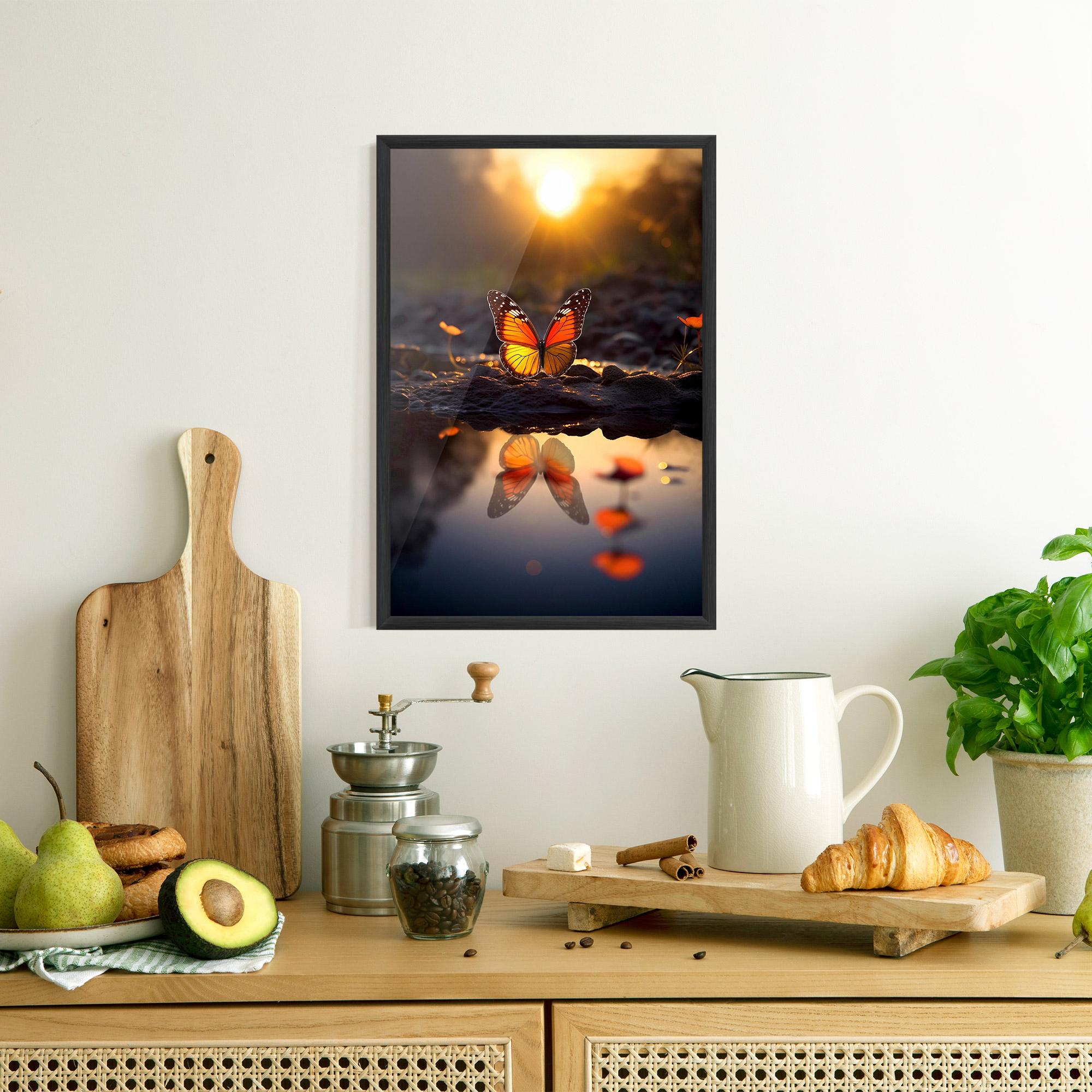 Рамкиран постер Sun Water Butterfly mockup 8