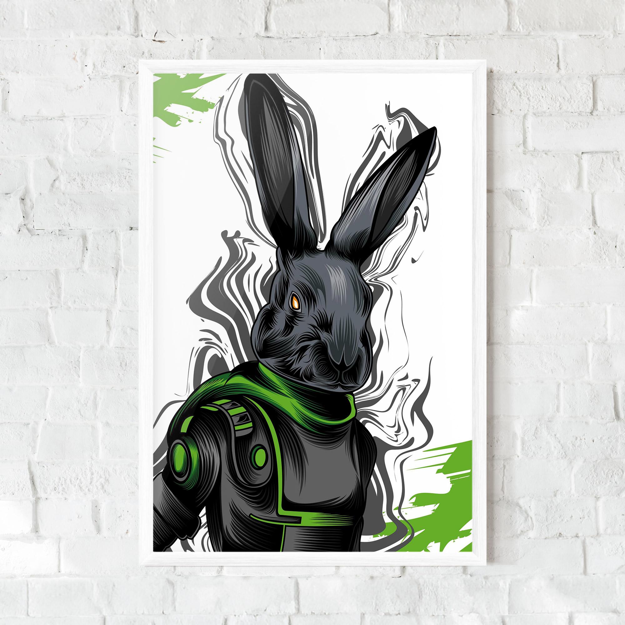Рамкиран постер Cyborg Green Bunny mockup 0
