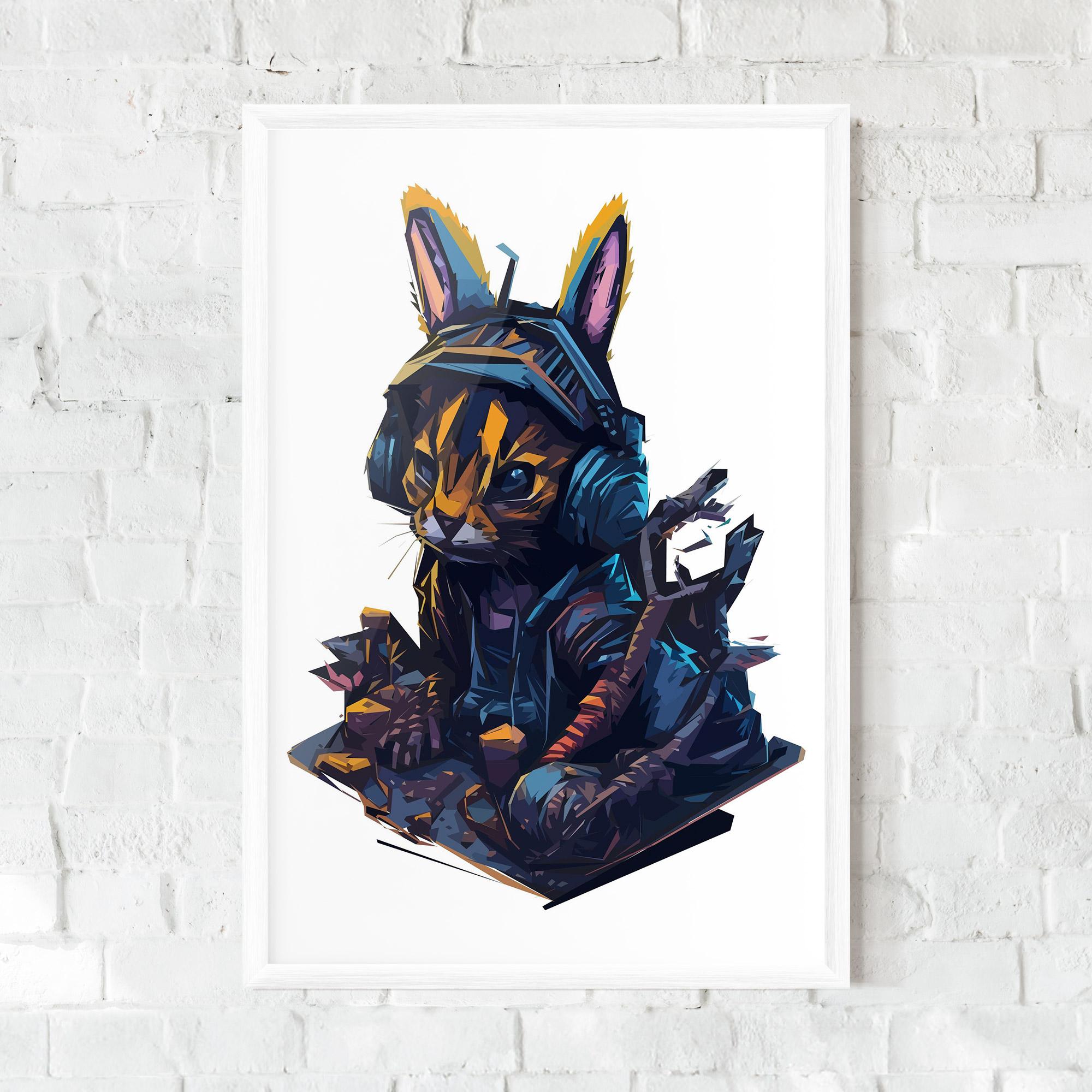 Рамкиран постер Orange Rabbit Headset mockup 0