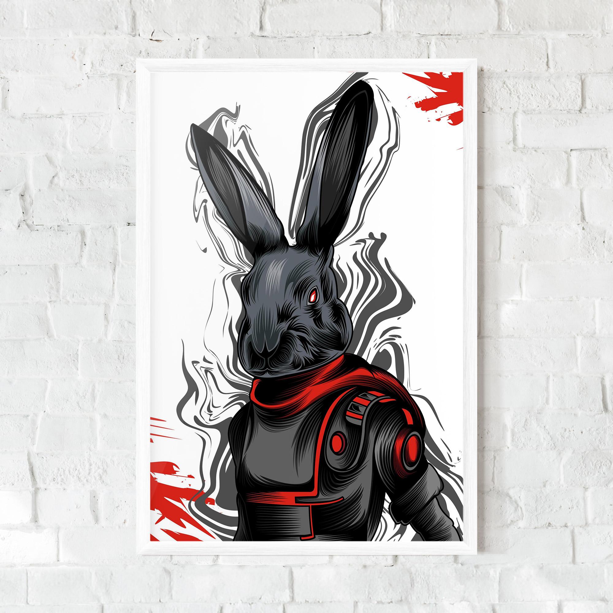 Рамкиран постер Red Robot Bunny mockup 0