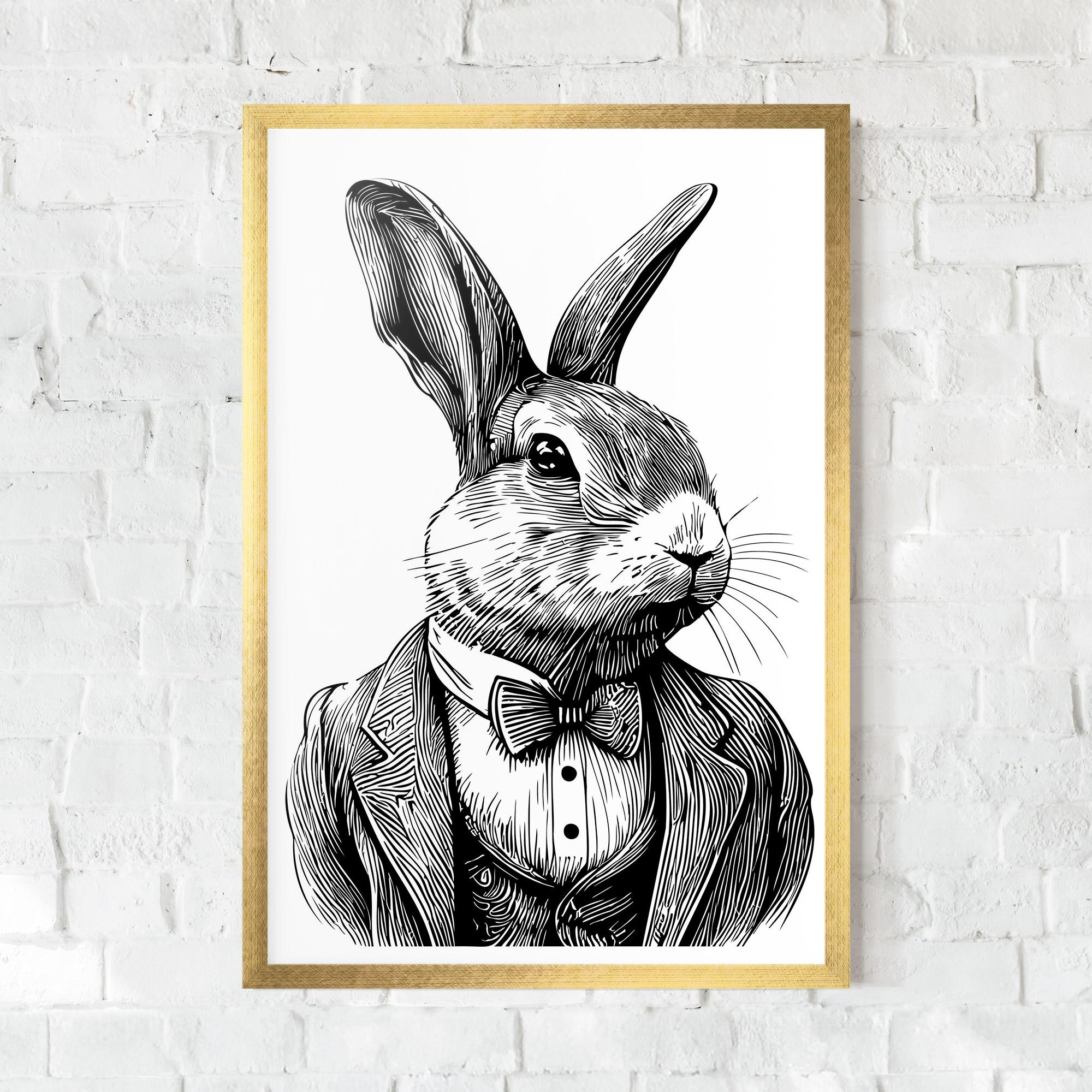 Рамкиран постер Bunny In Suit mockup 0