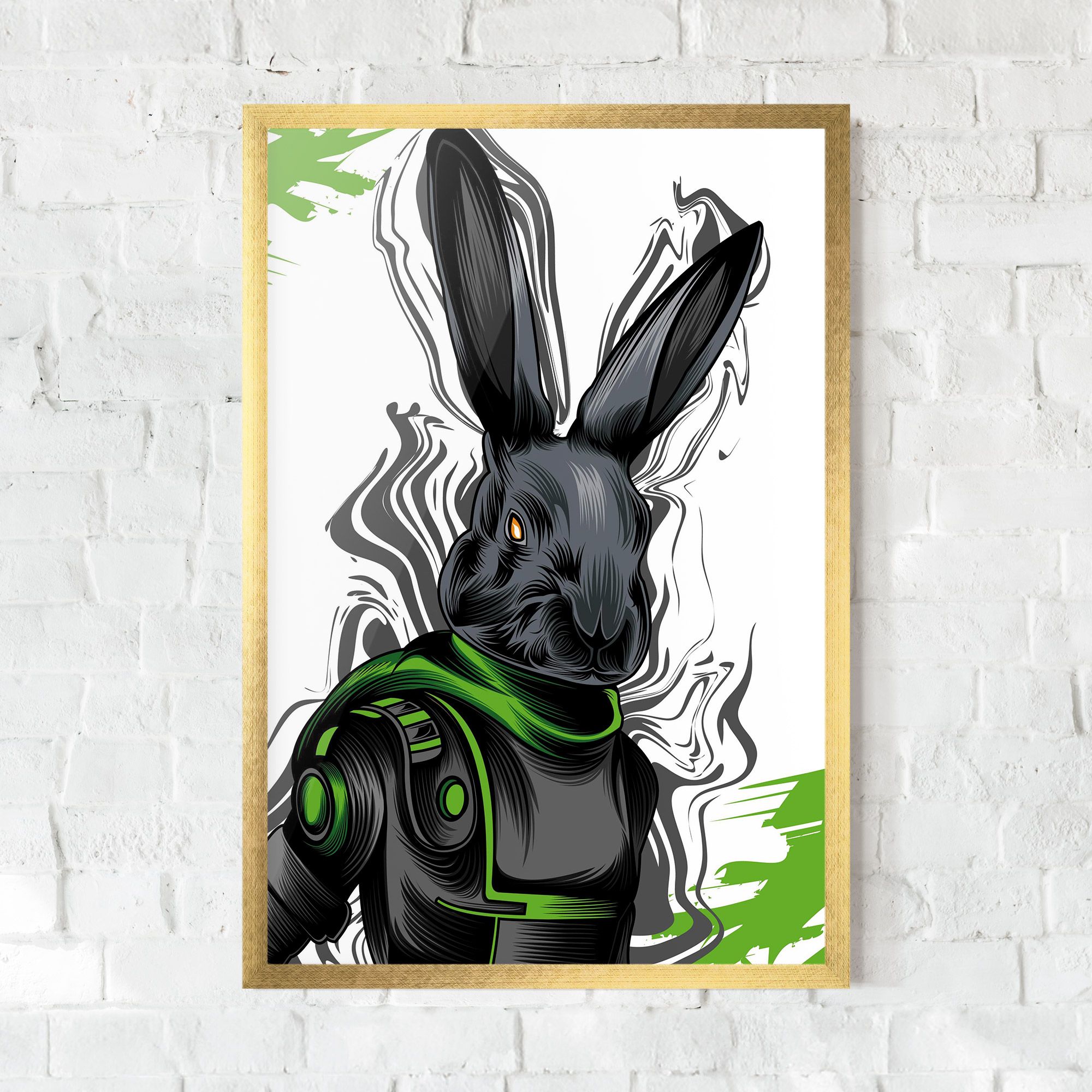 Cyborg Green Bunny mockup 0