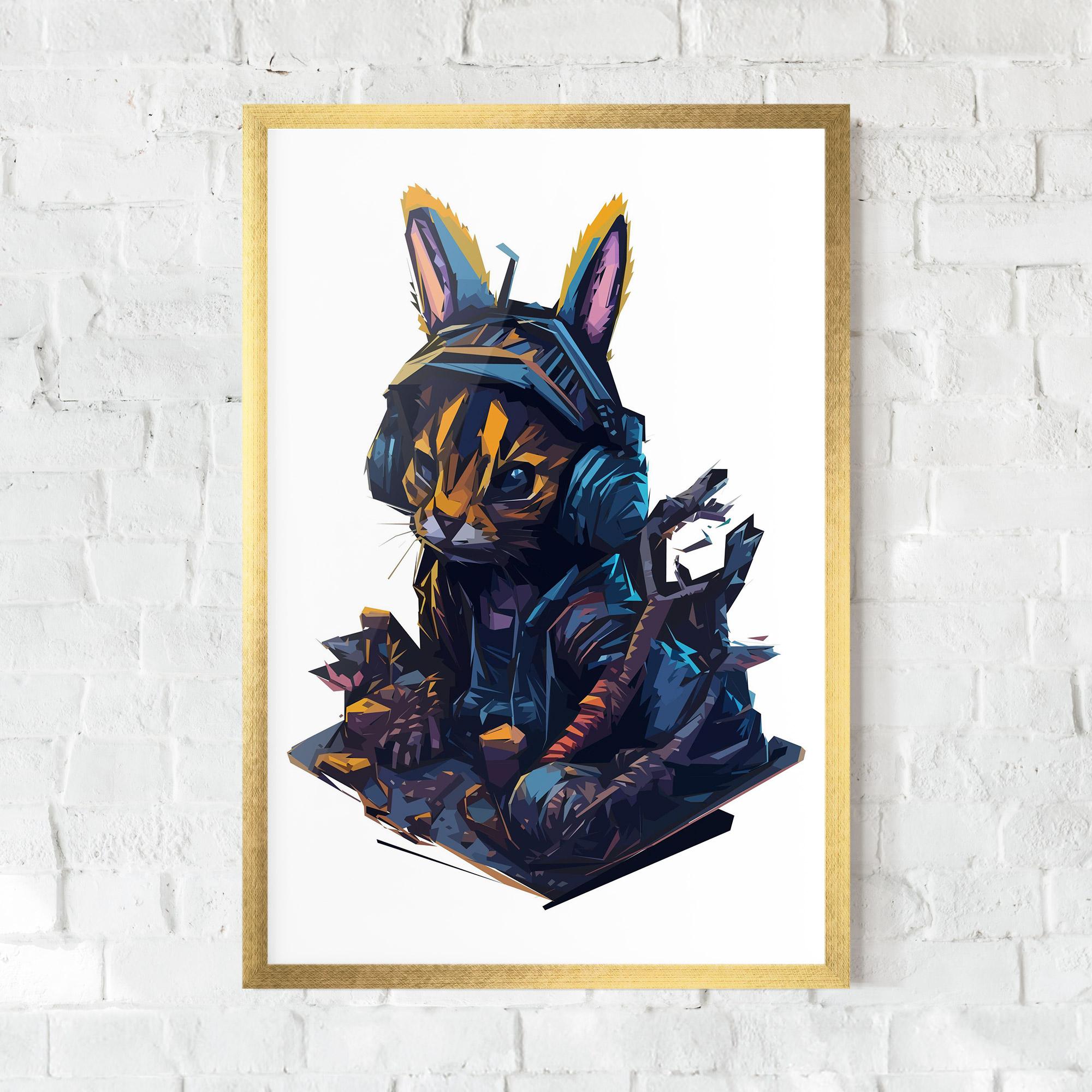 Рамкиран постер Orange Rabbit Headset mockup 0