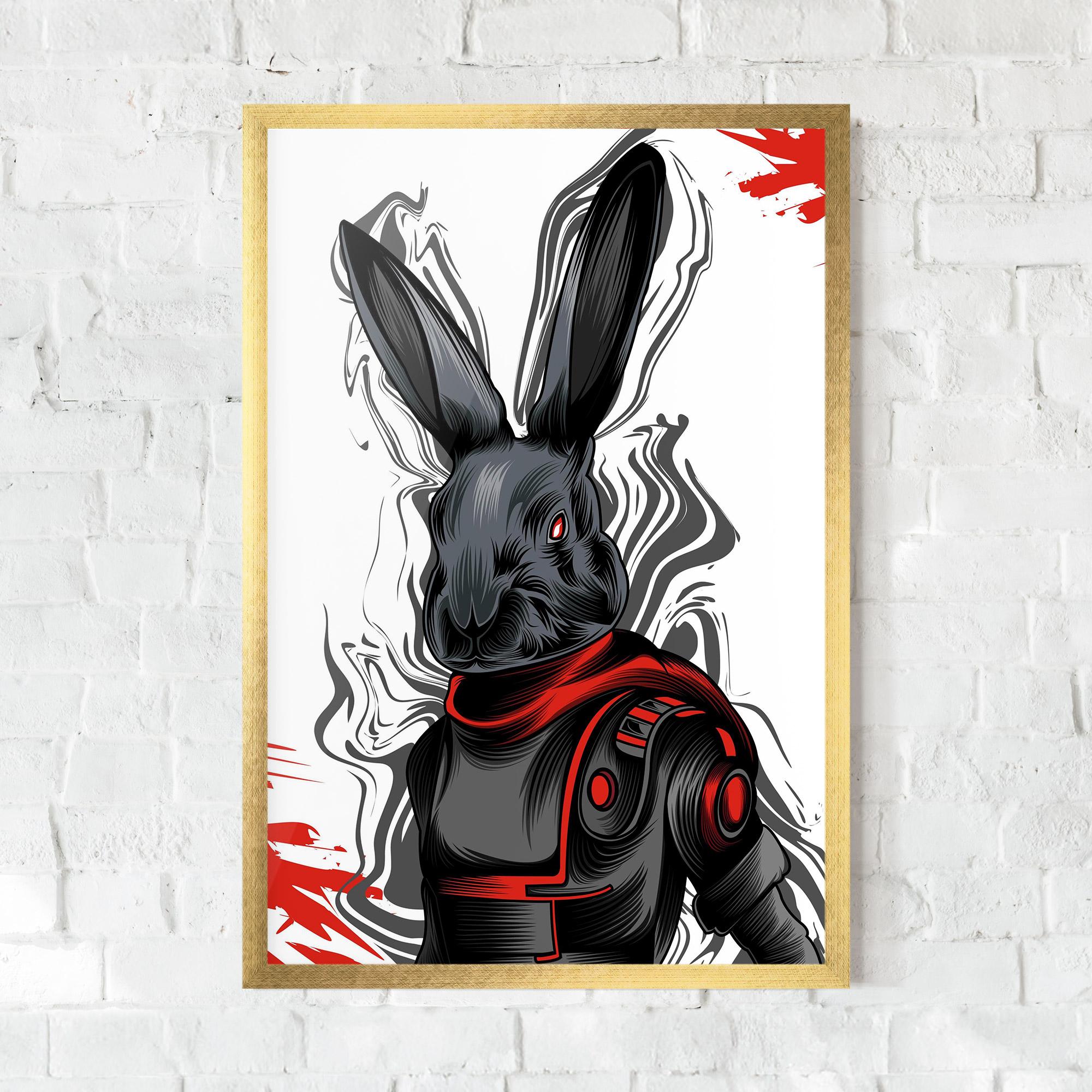 Рамкиран постер Red Robot Bunny mockup 0