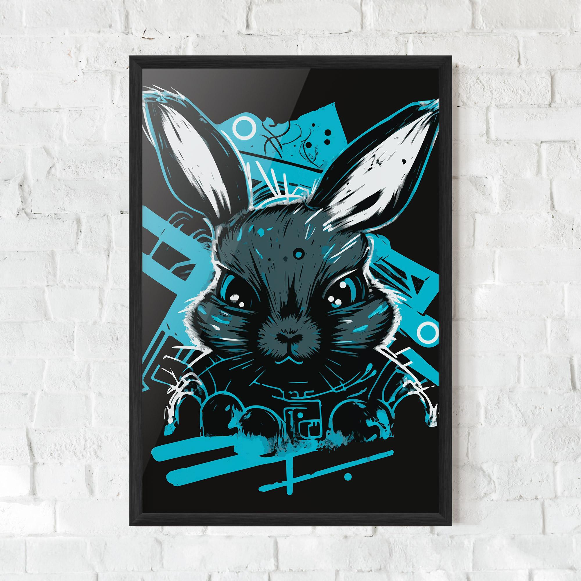 Рамкиран постер Grey Blue Bunny mockup 0