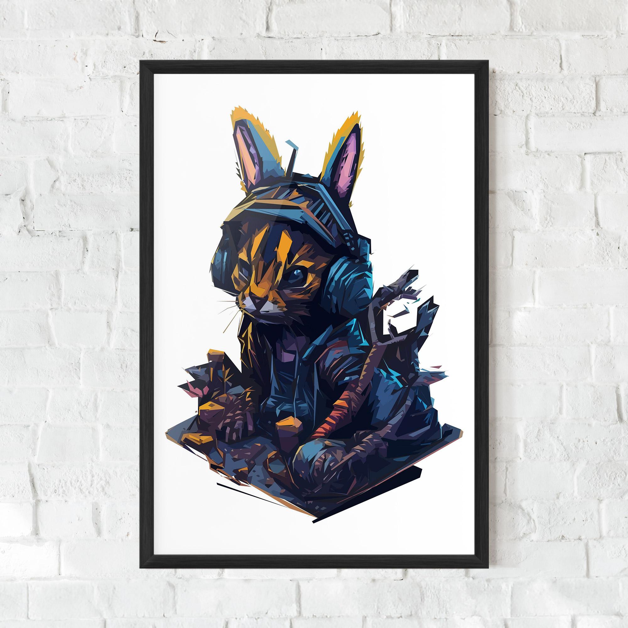 Рамкиран постер Orange Rabbit Headset mockup 0