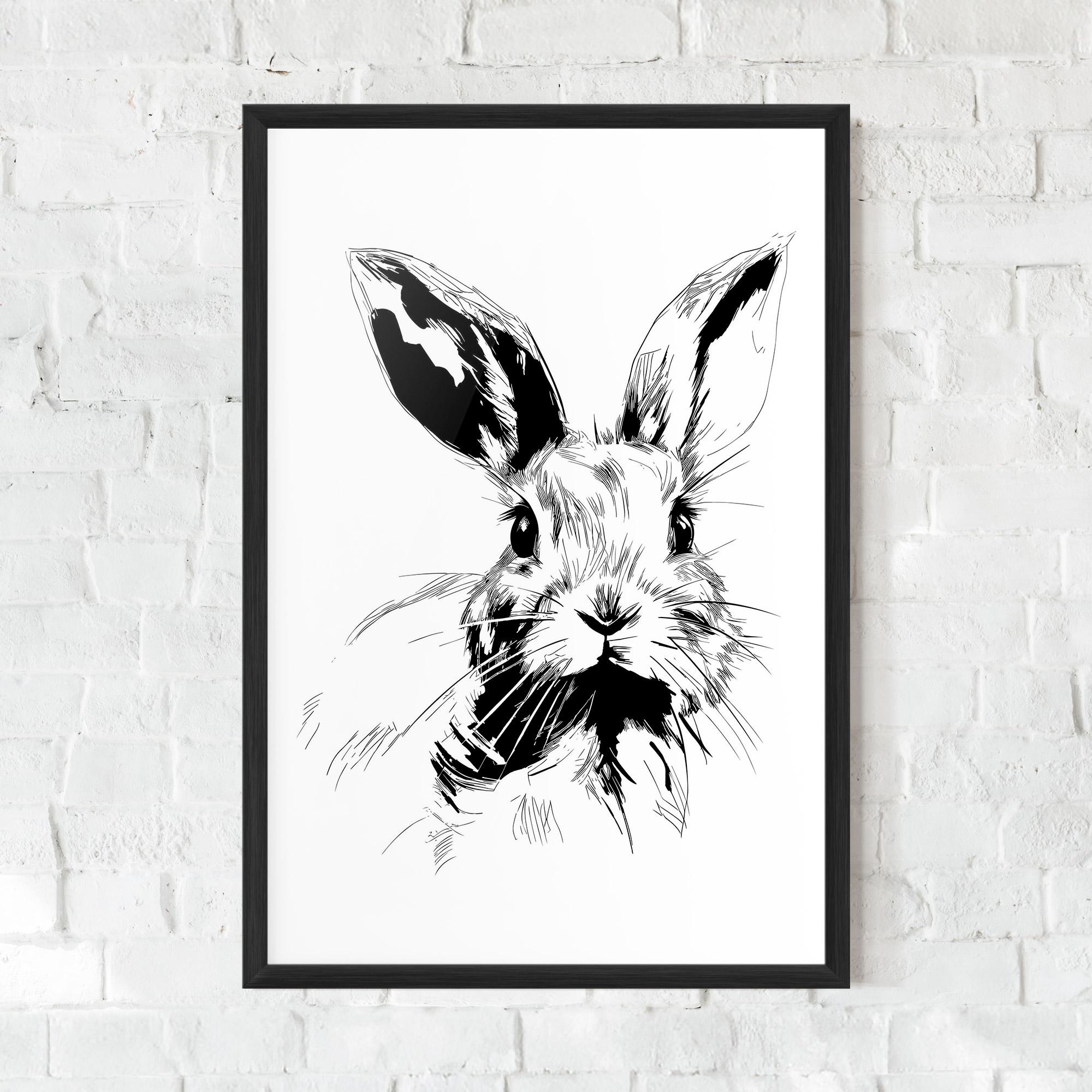 Рамкиран постер Rabbit Looking mockup 0