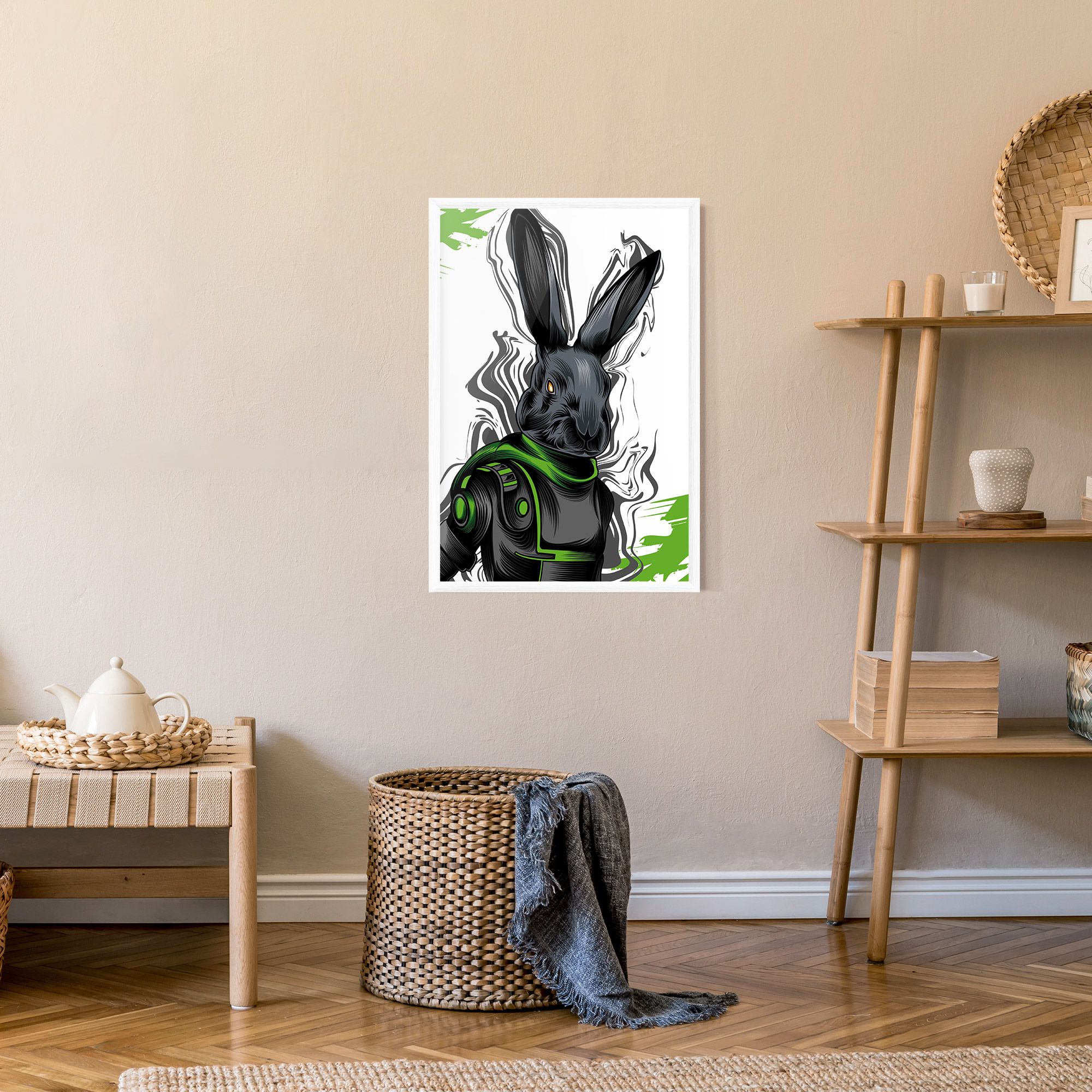 Cyborg Green Bunny mockup 9
