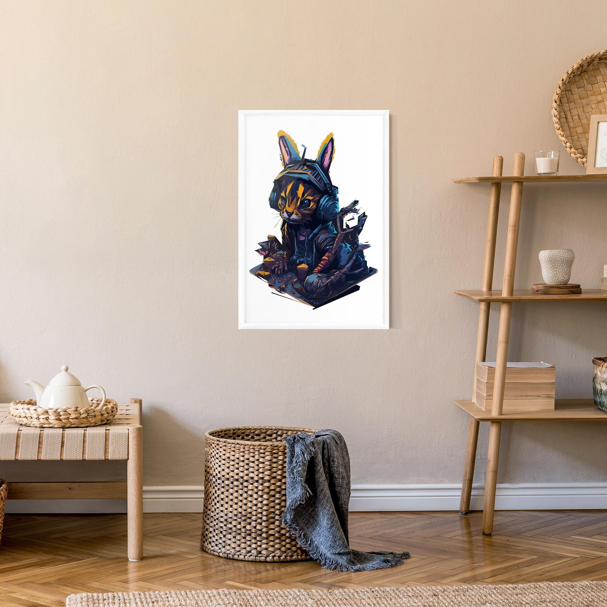 Рамкиран постер Orange Rabbit Headset mockup 9