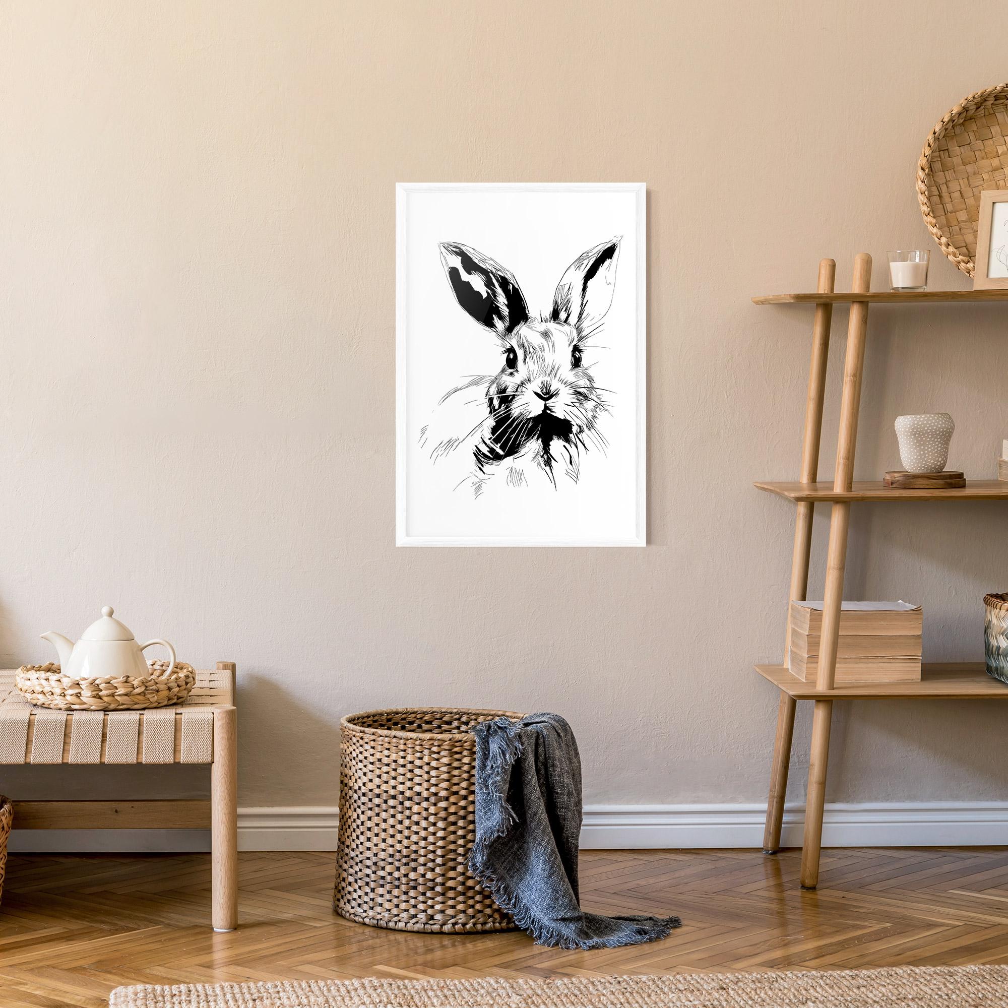 Рамкиран постер Rabbit Looking mockup 9