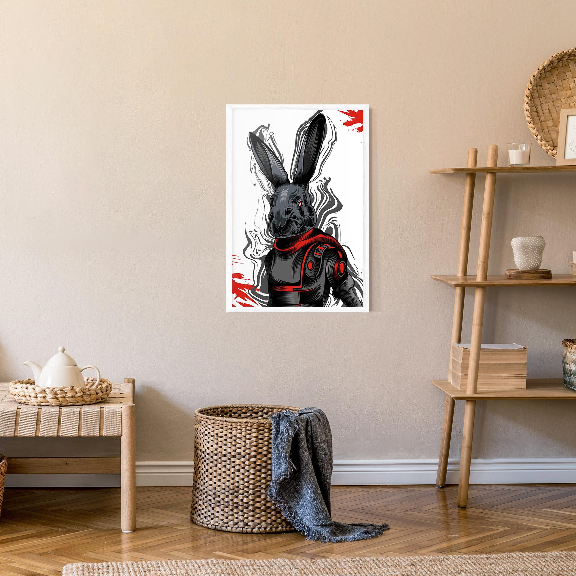 Рамкиран постер Red Robot Bunny mockup 9