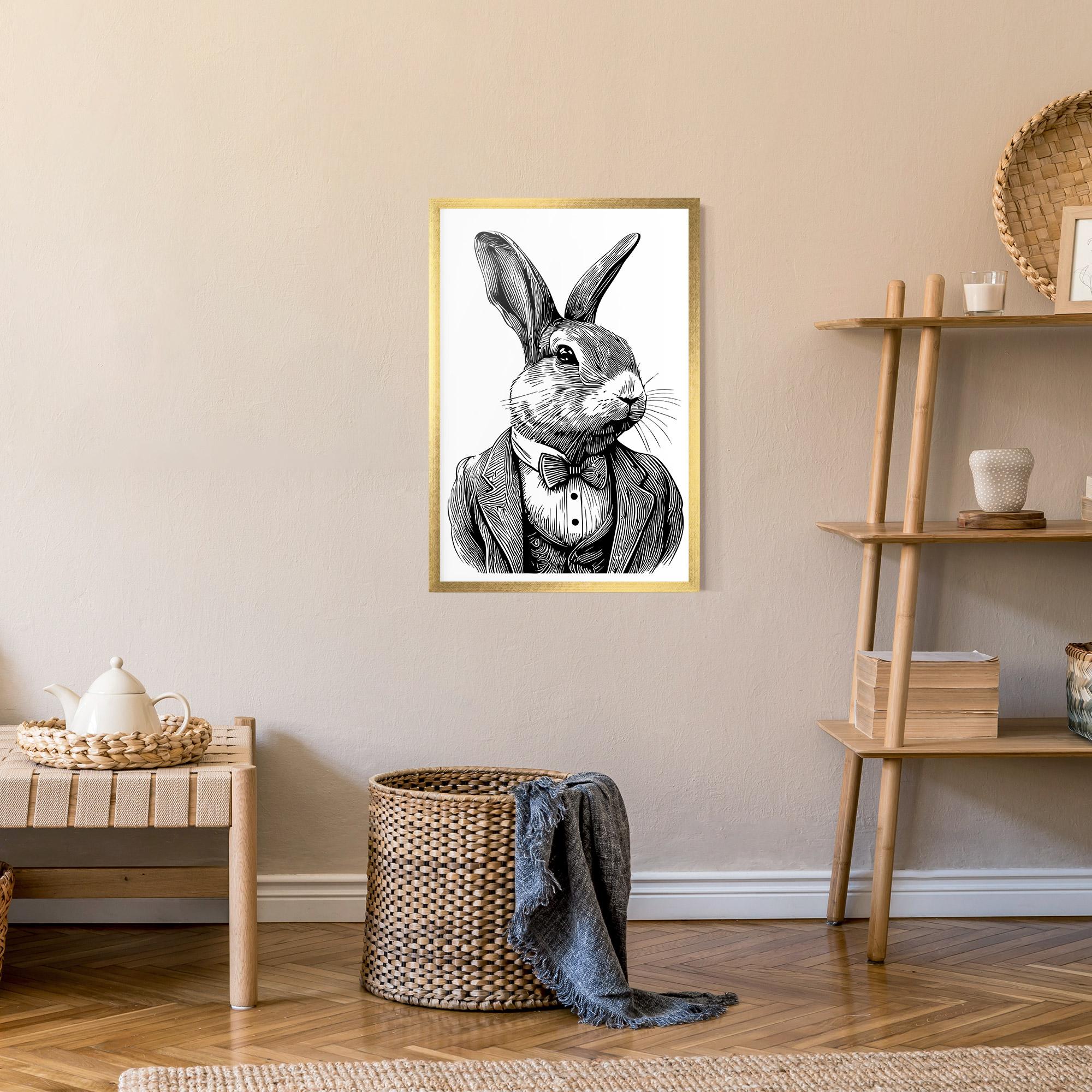 Рамкиран постер Bunny In Suit mockup 9