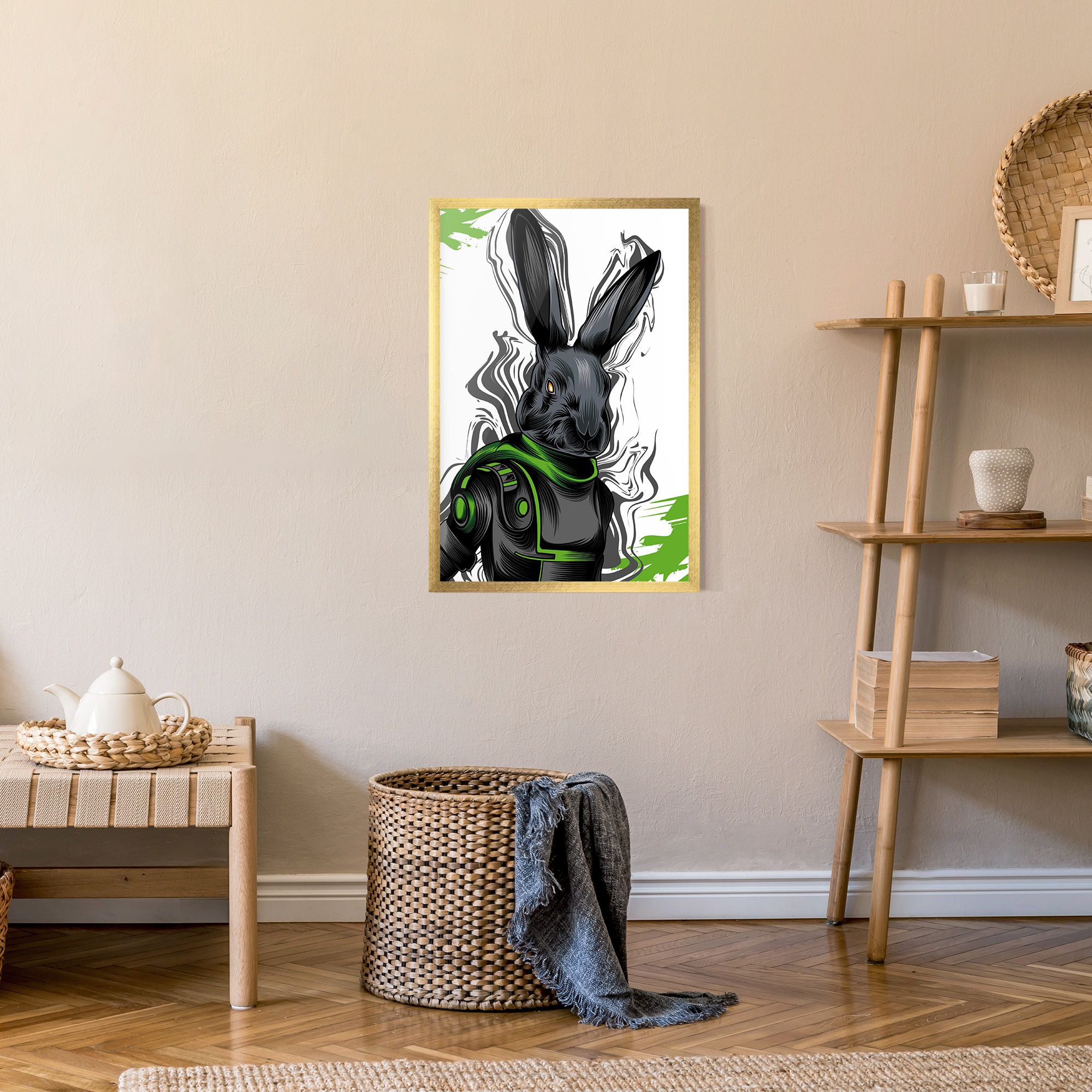 Cyborg Green Bunny mockup 9