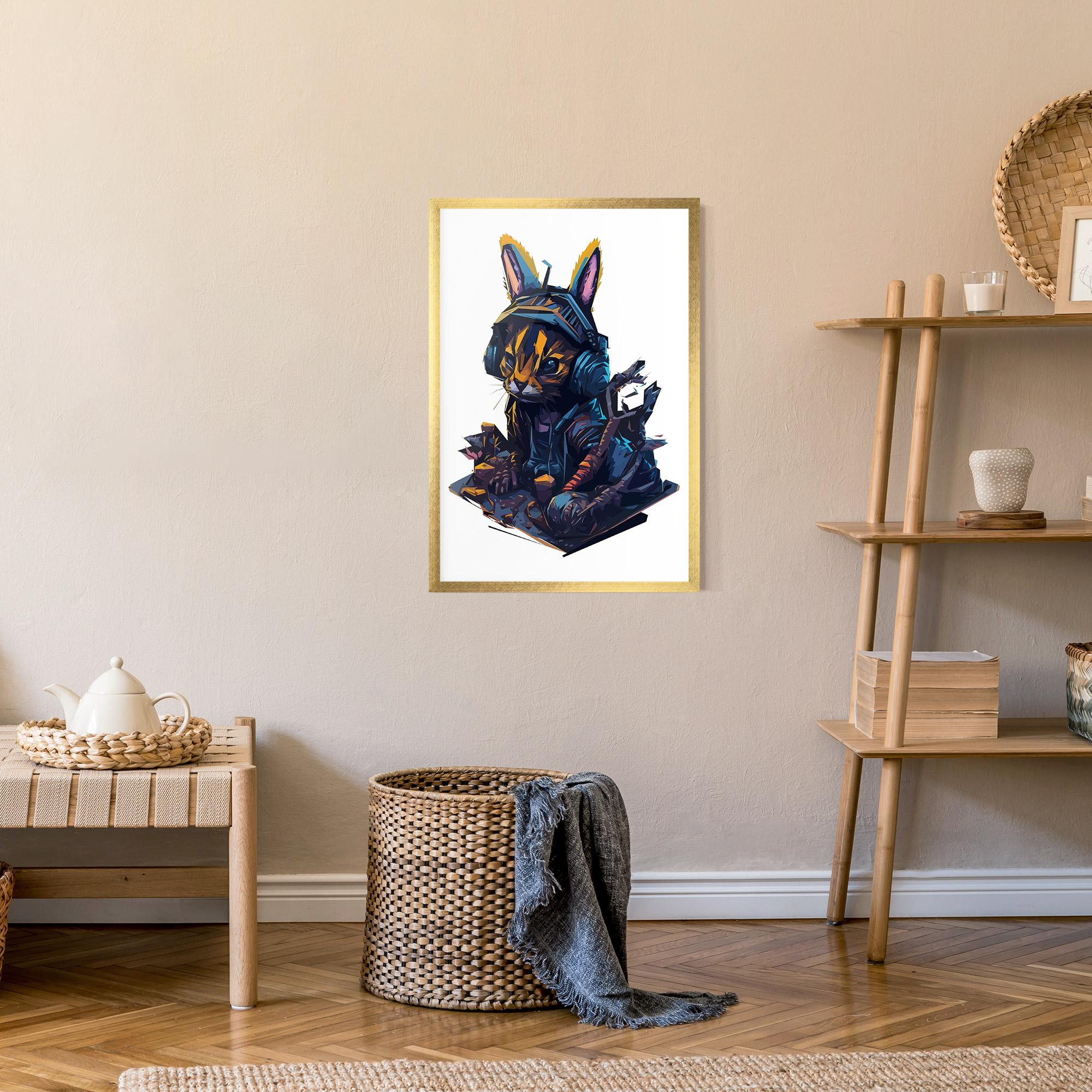 Рамкиран постер Orange Rabbit Headset mockup 9