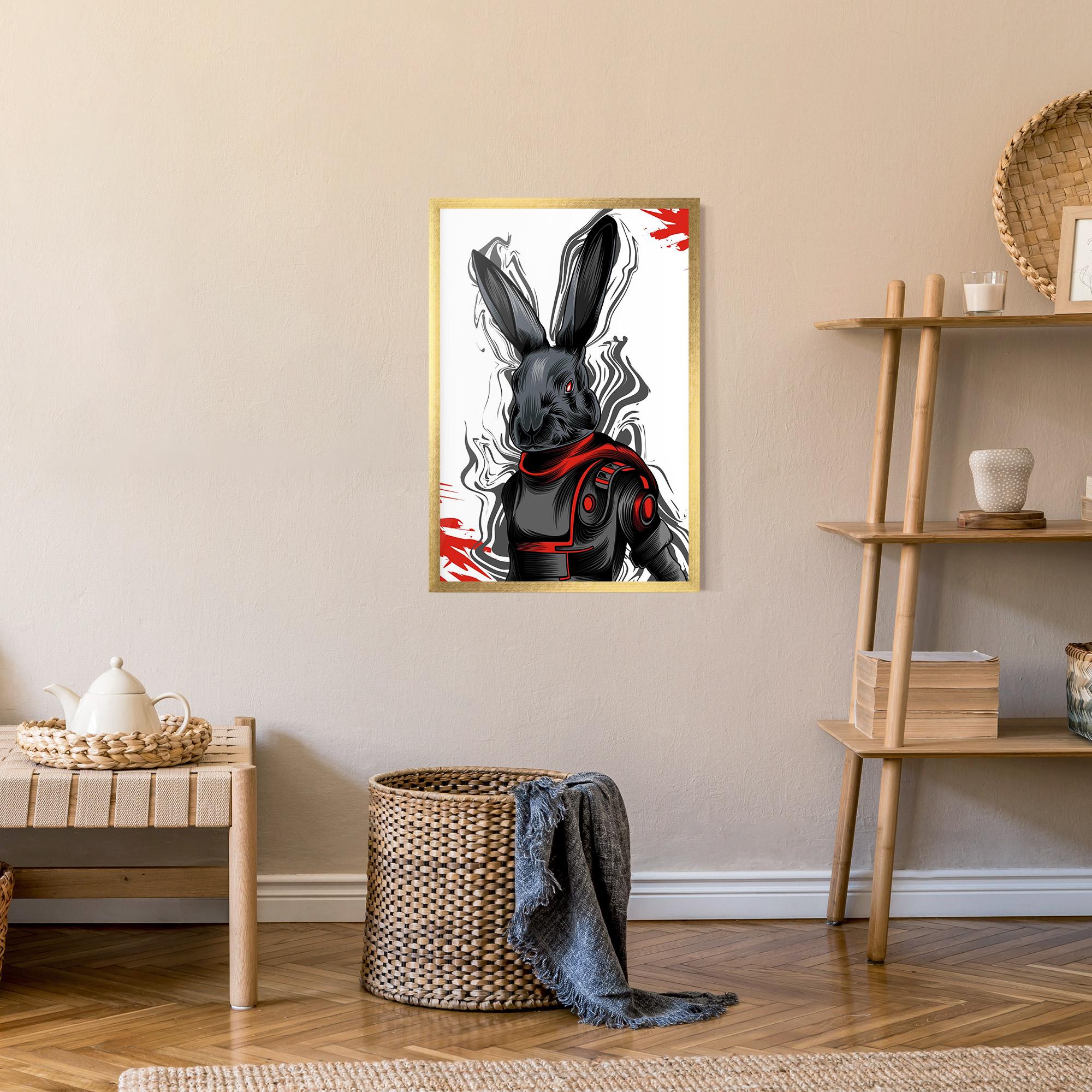Рамкиран постер Red Robot Bunny mockup 9