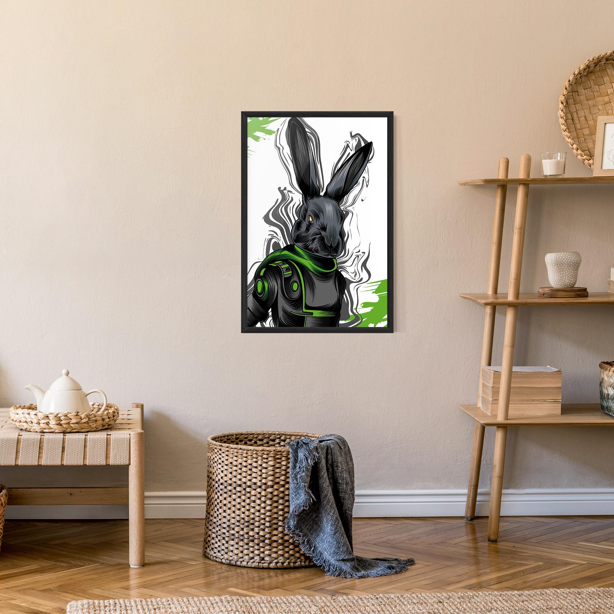 Рамкиран постер Cyborg Green Bunny mockup 9