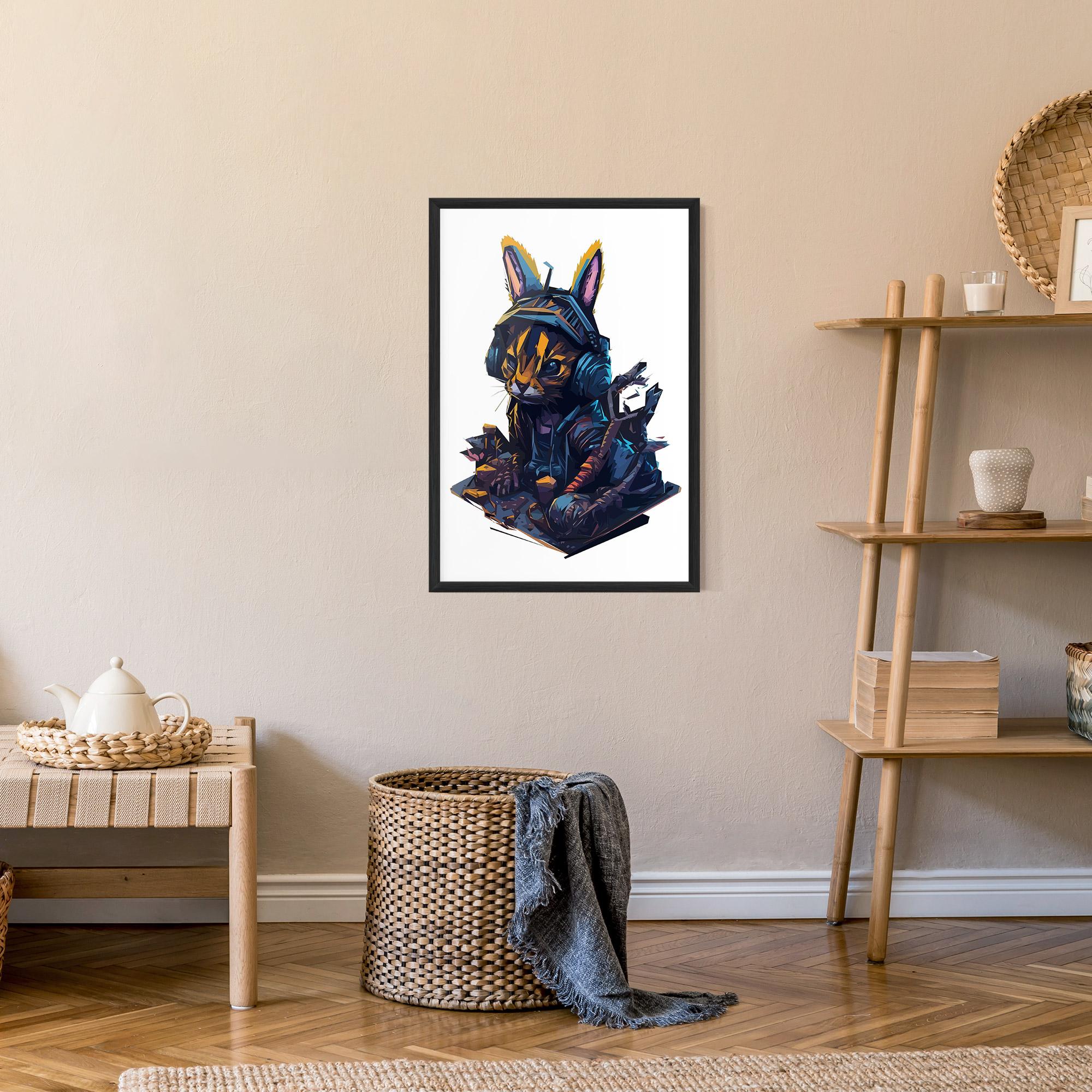 Рамкиран постер Orange Rabbit Headset mockup 9