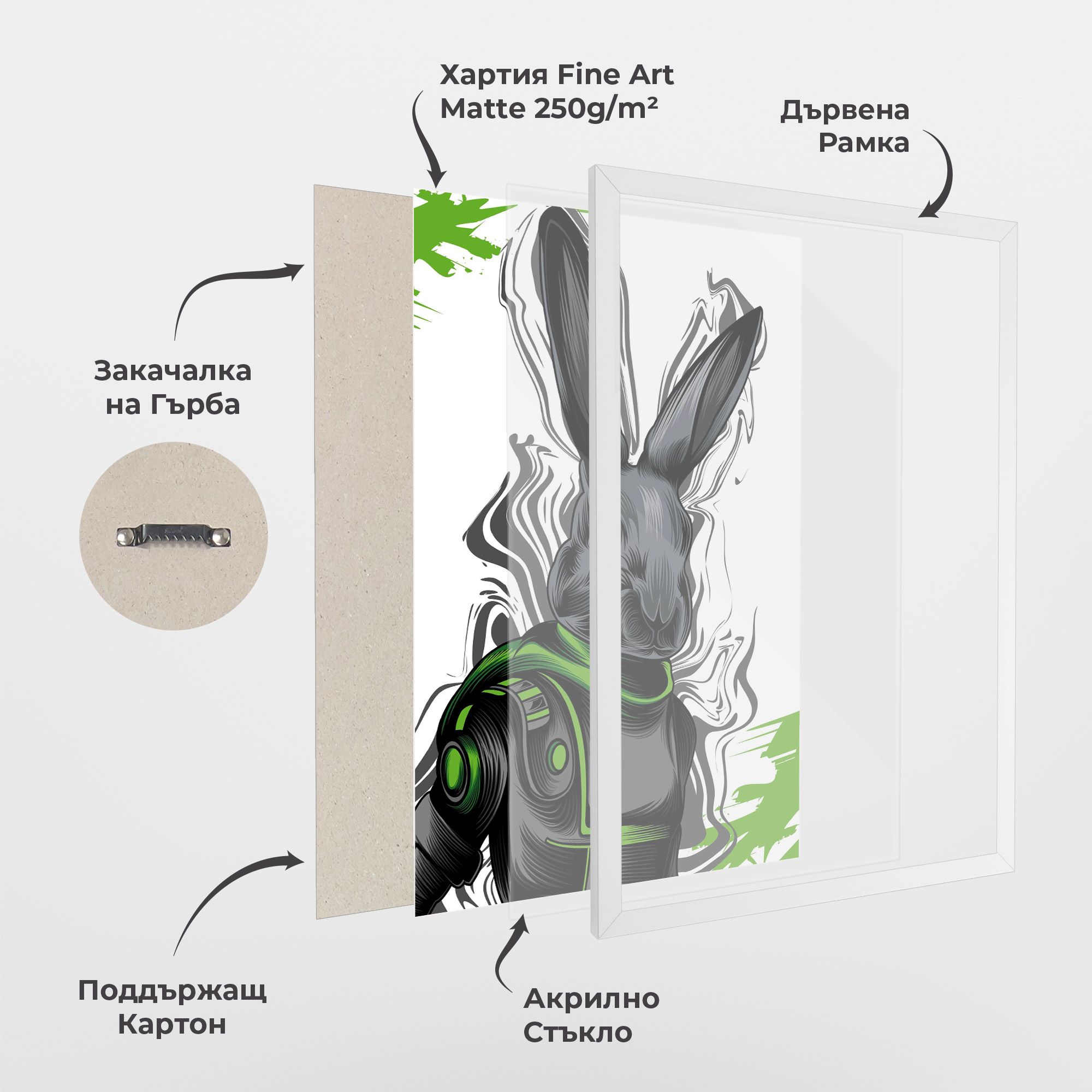 Cyborg Green Bunny mockup 1