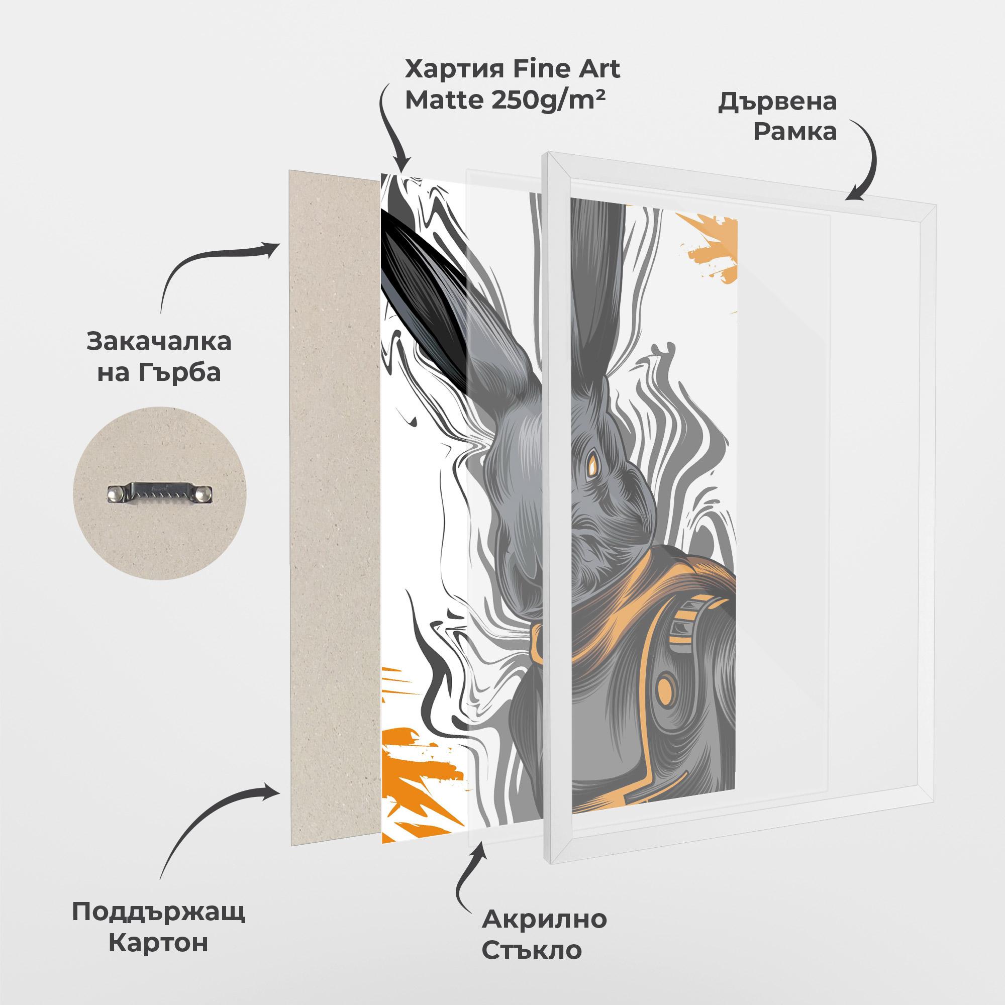 Рамкиран постер Cyborg Yellow Bunny mockup 1