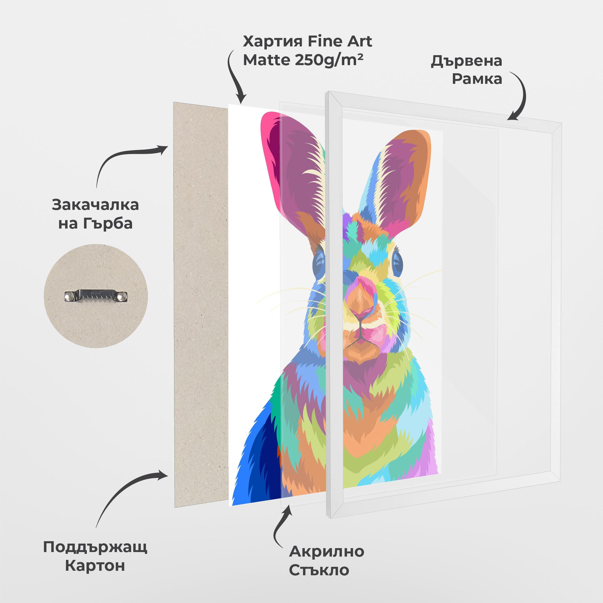 Рамкиран постер Rabbit Art Style mockup 1