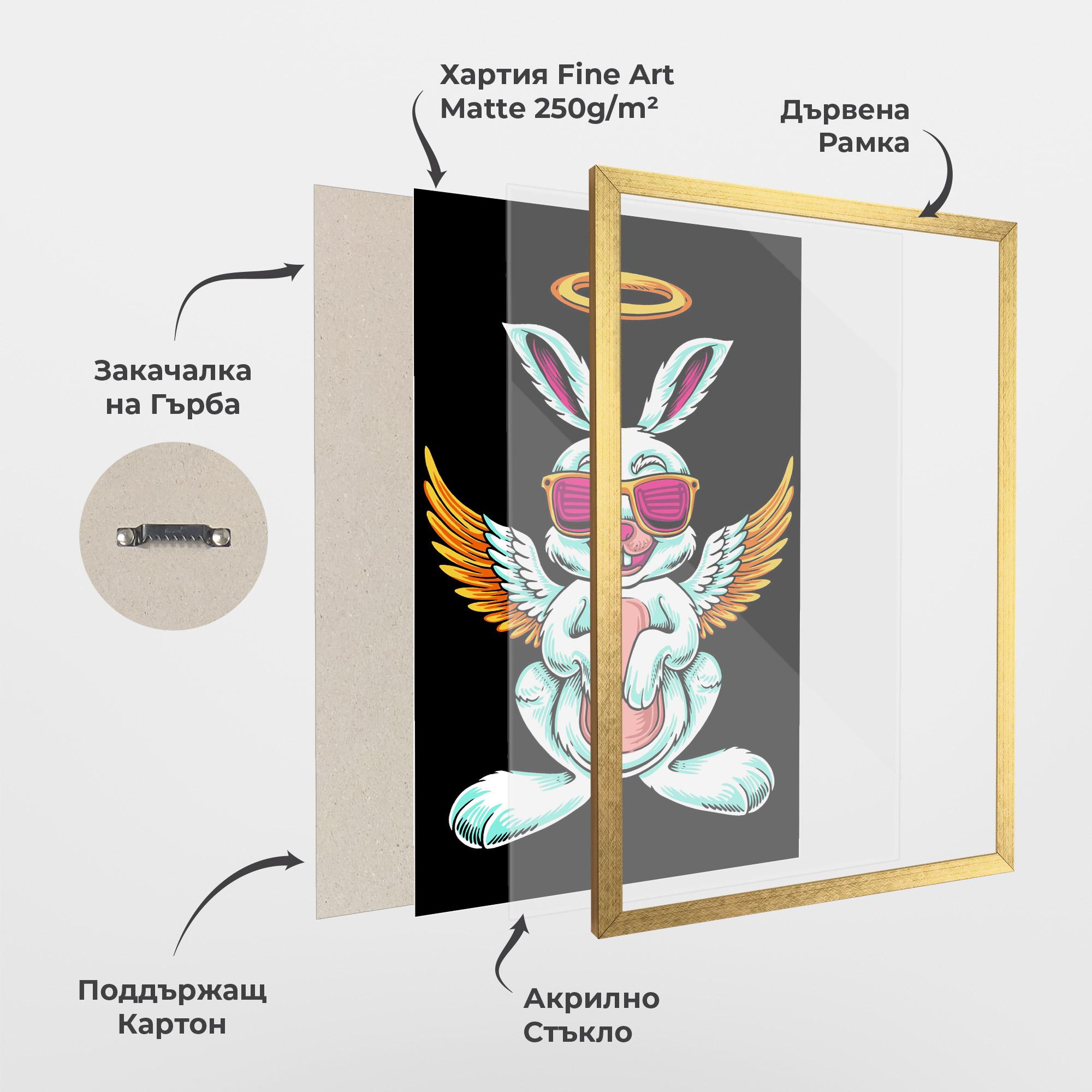 Рамкиран постер Angel Cool Bunny mockup 1