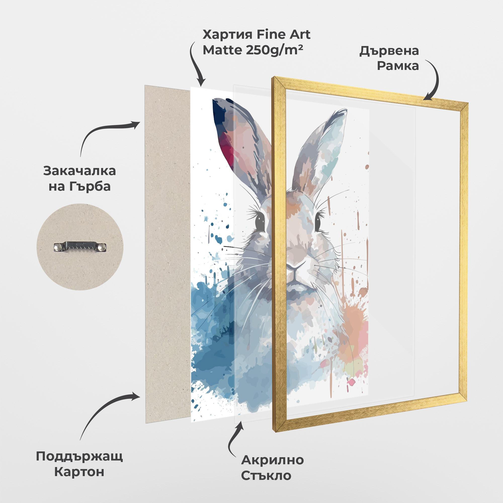 Рамкиран постер Bunny Art Splash mockup 1