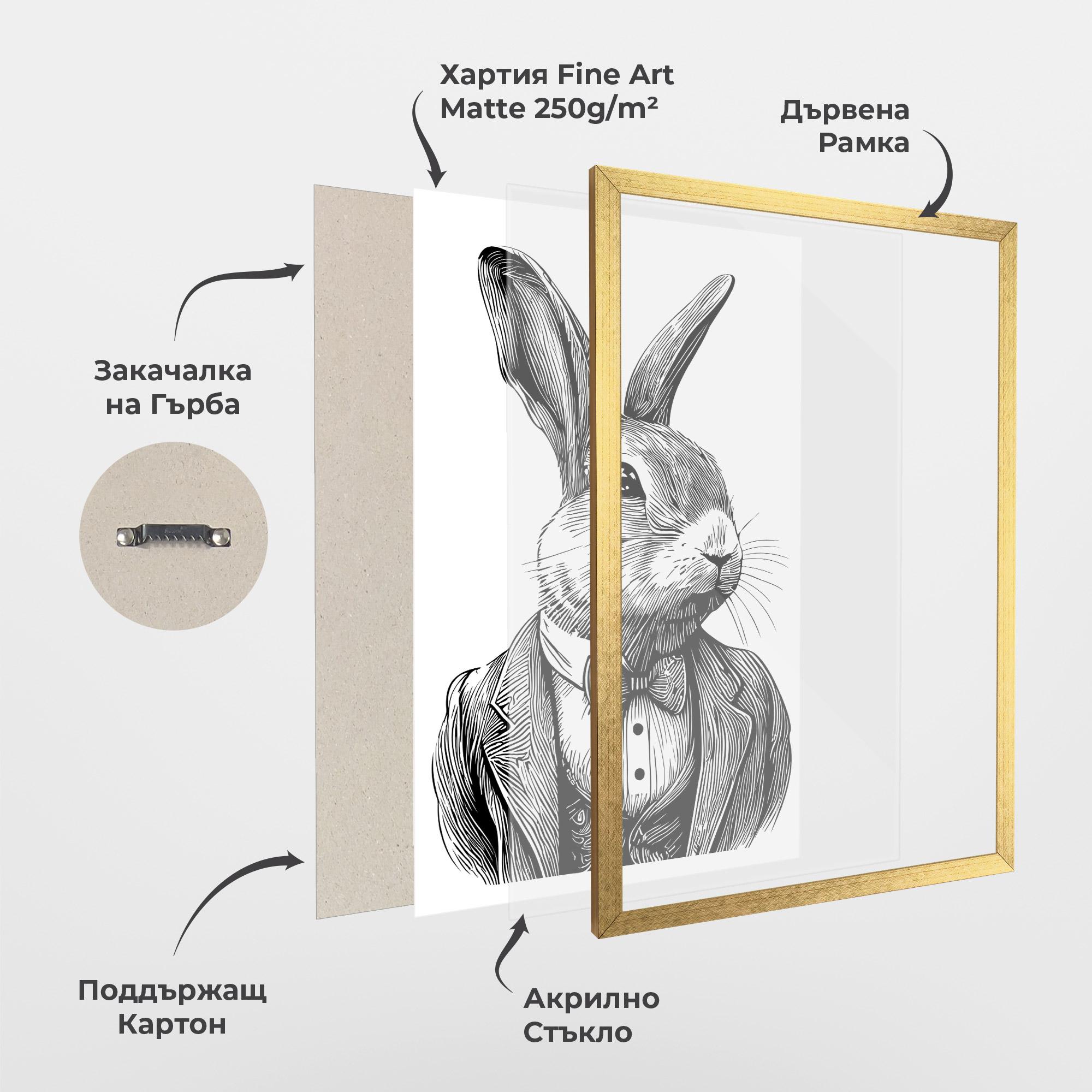 Рамкиран постер Bunny In Suit mockup 1