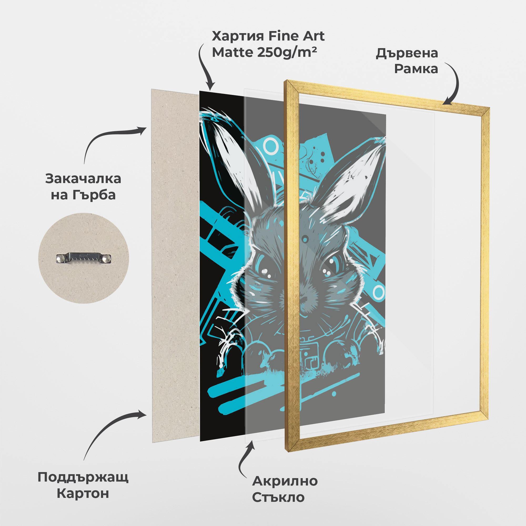 Рамкиран постер Grey Blue Bunny mockup 1
