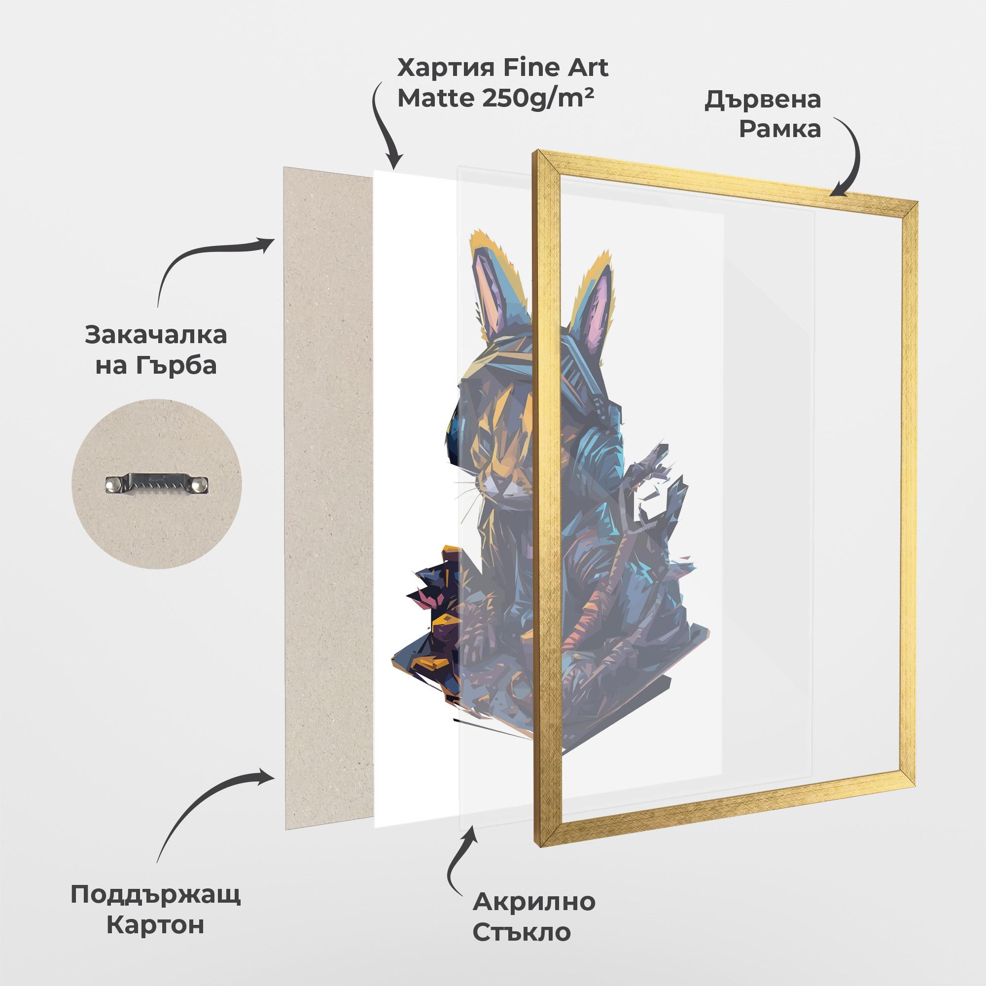 Рамкиран постер Orange Rabbit Headset mockup 1