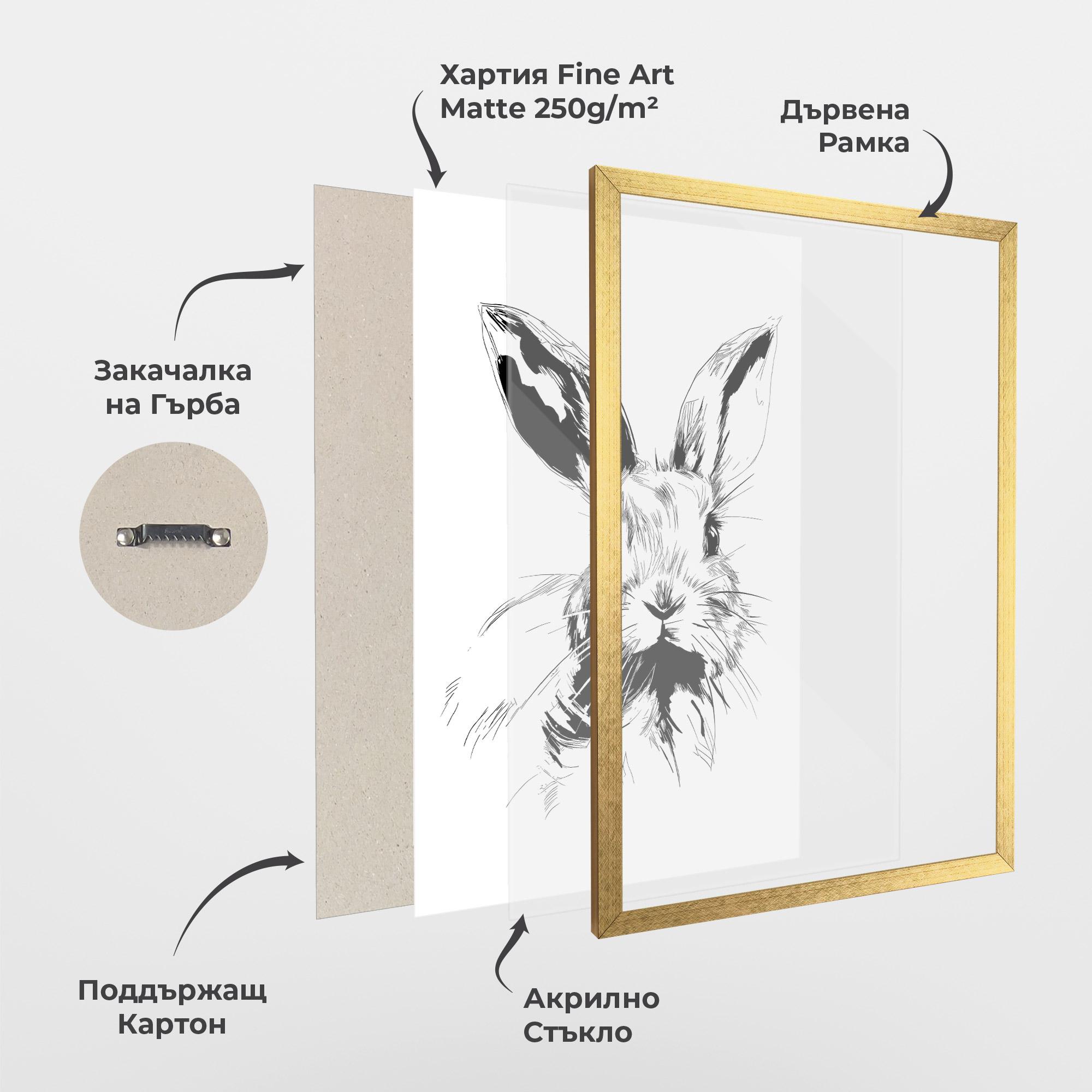 Рамкиран постер Rabbit Looking mockup 1