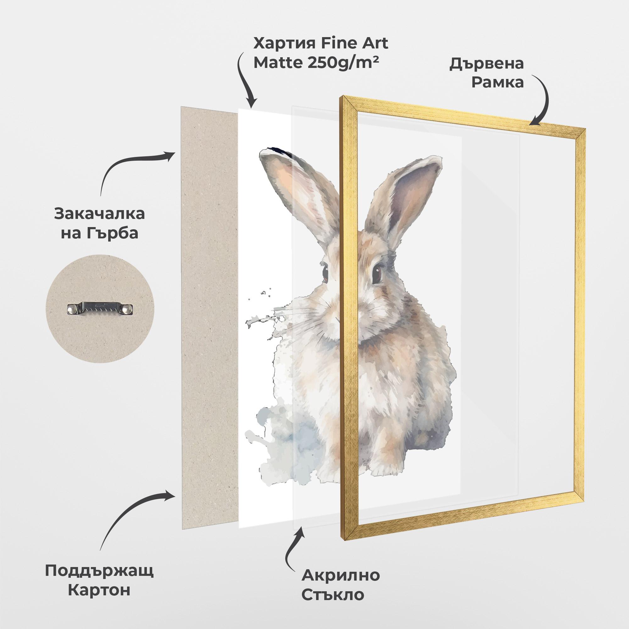 Рамкиран постер Watercolor Cute Bunny mockup 1