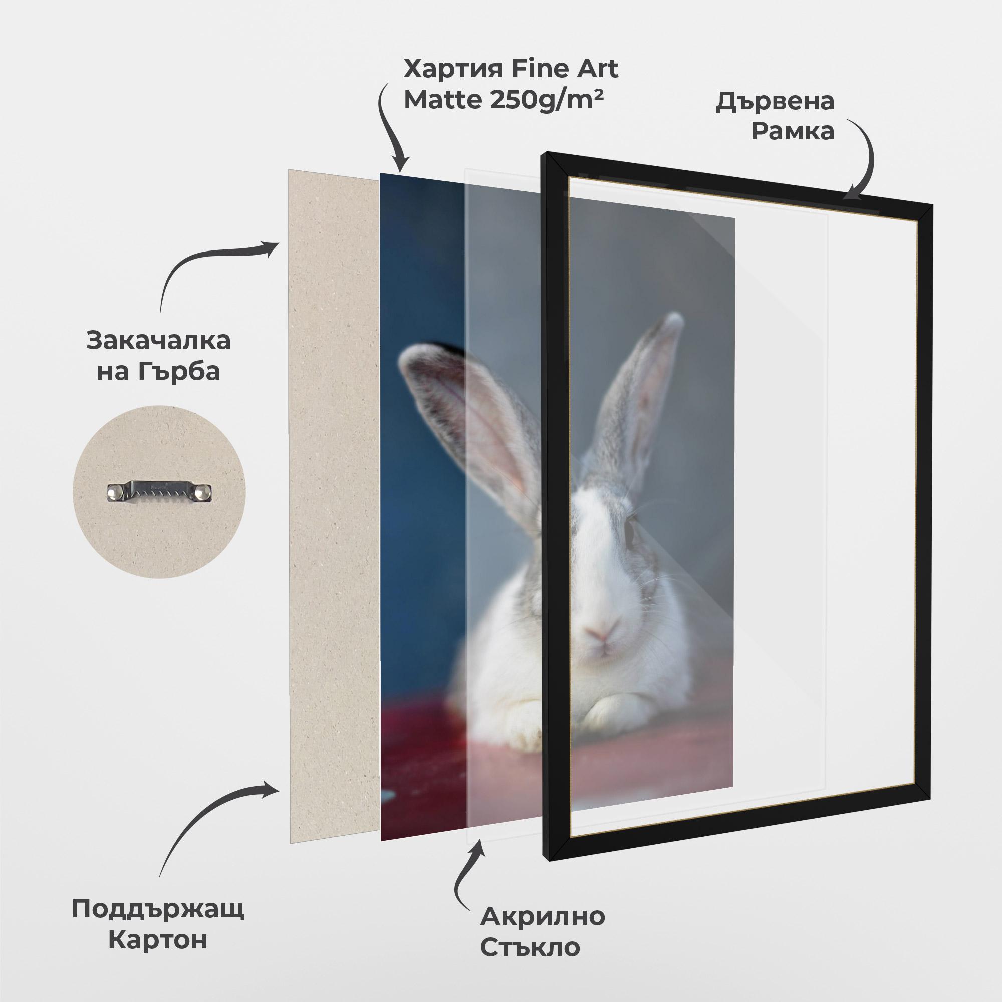 Рамкиран постер Cute Grey Bunny mockup 1