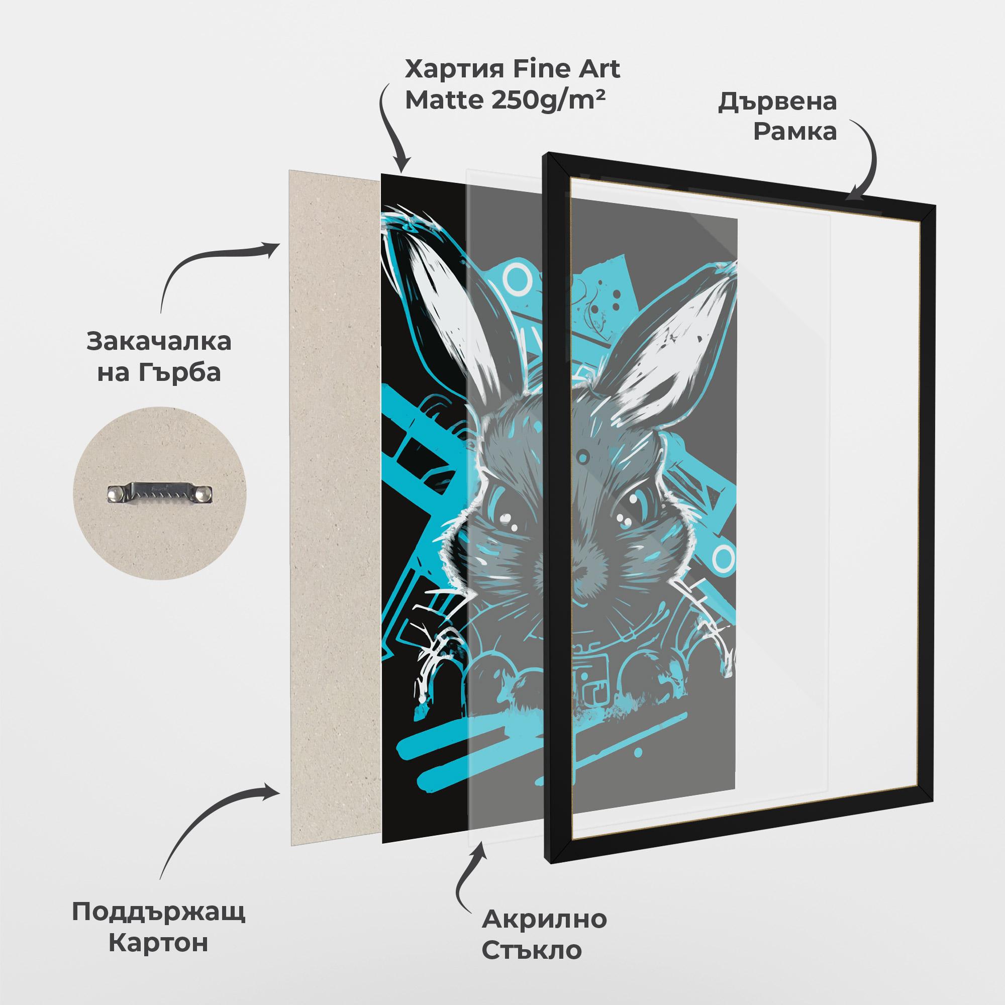 Рамкиран постер Grey Blue Bunny mockup 1