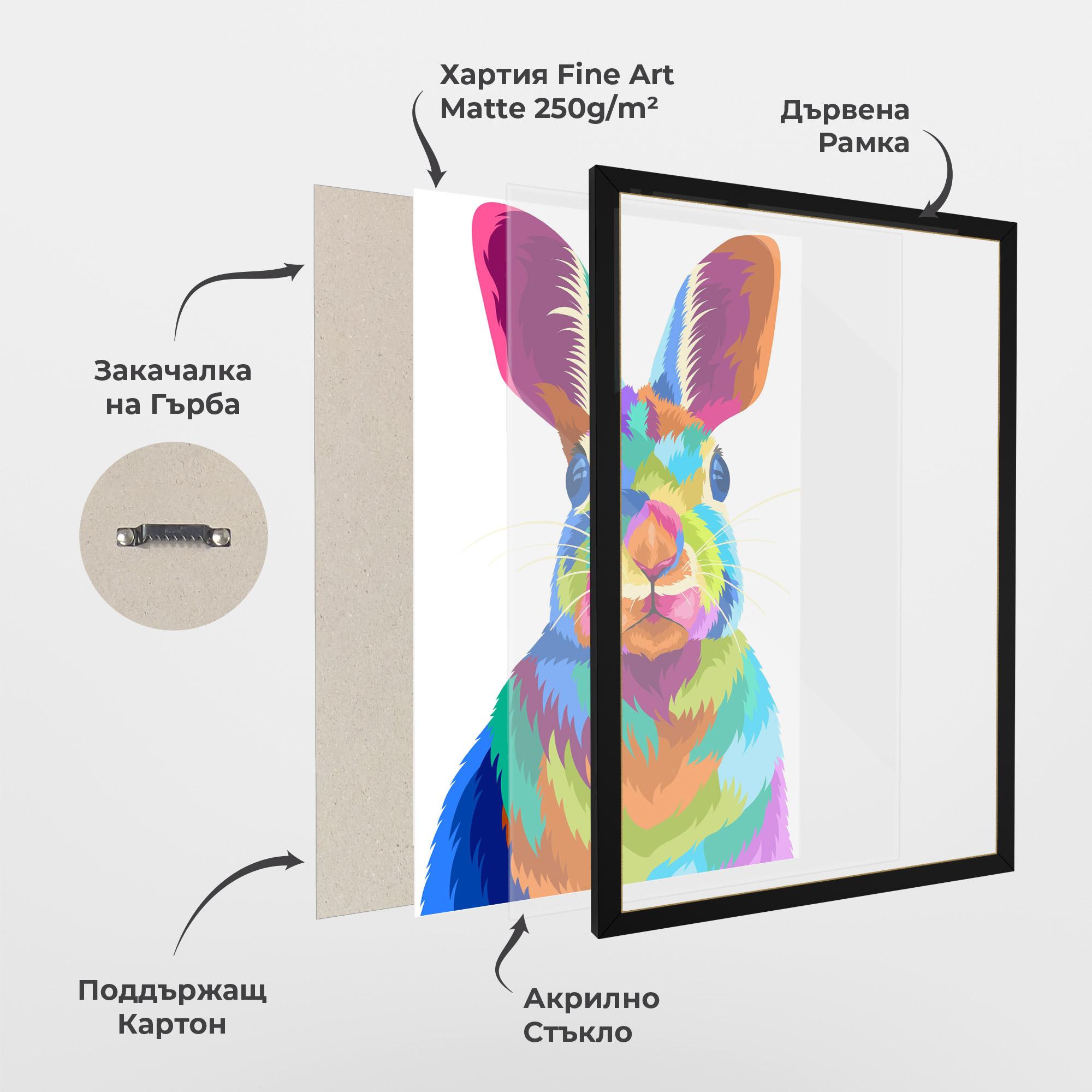 Рамкиран постер Rabbit Art Style mockup 1