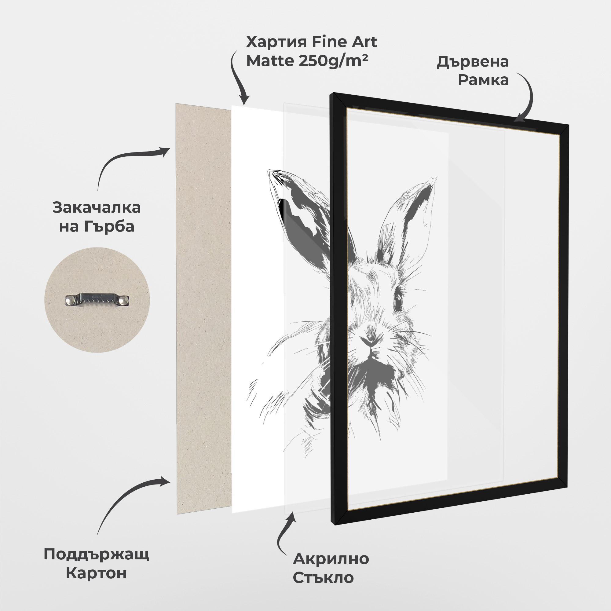 Рамкиран постер Rabbit Looking mockup 1