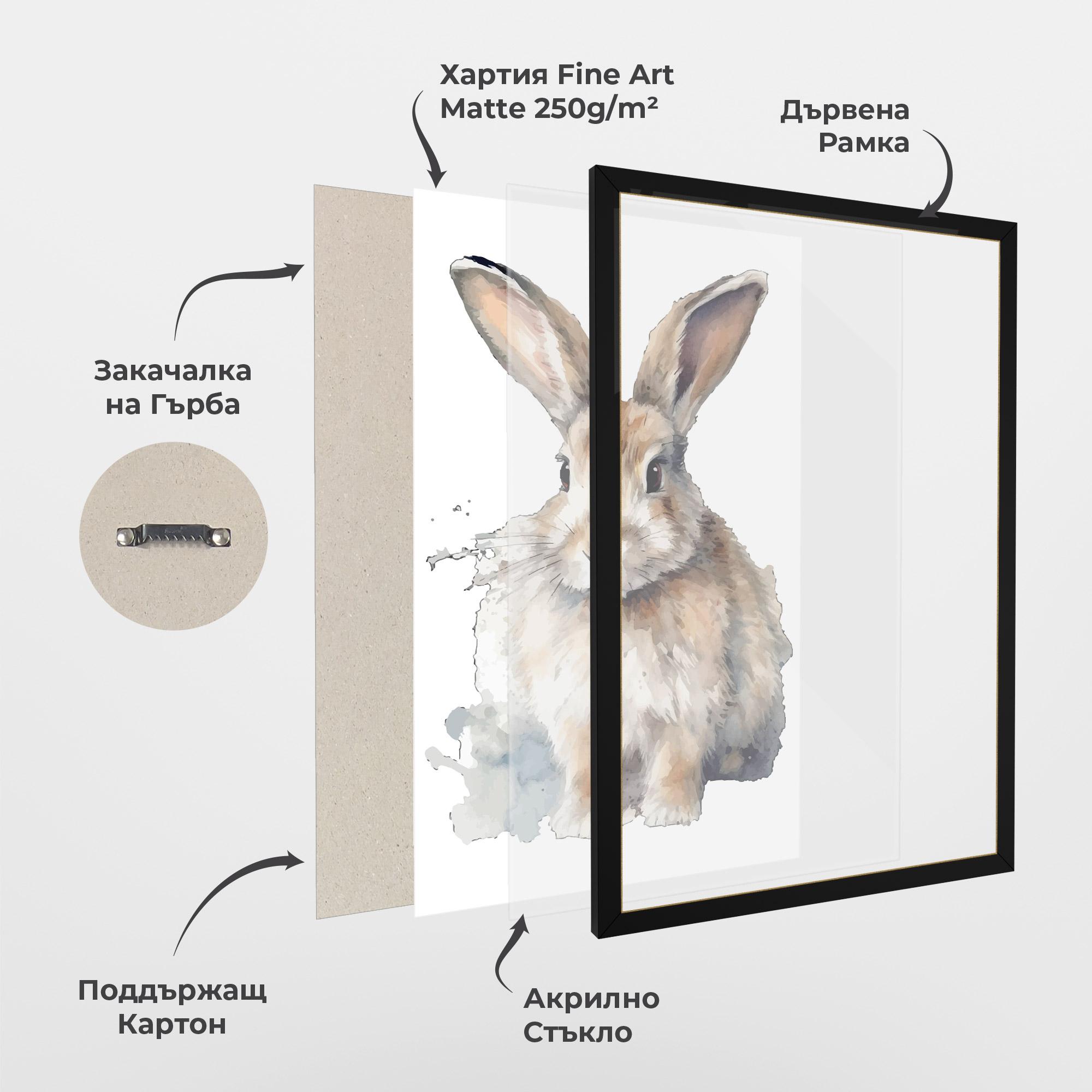 Рамкиран постер Watercolor Cute Bunny mockup 1