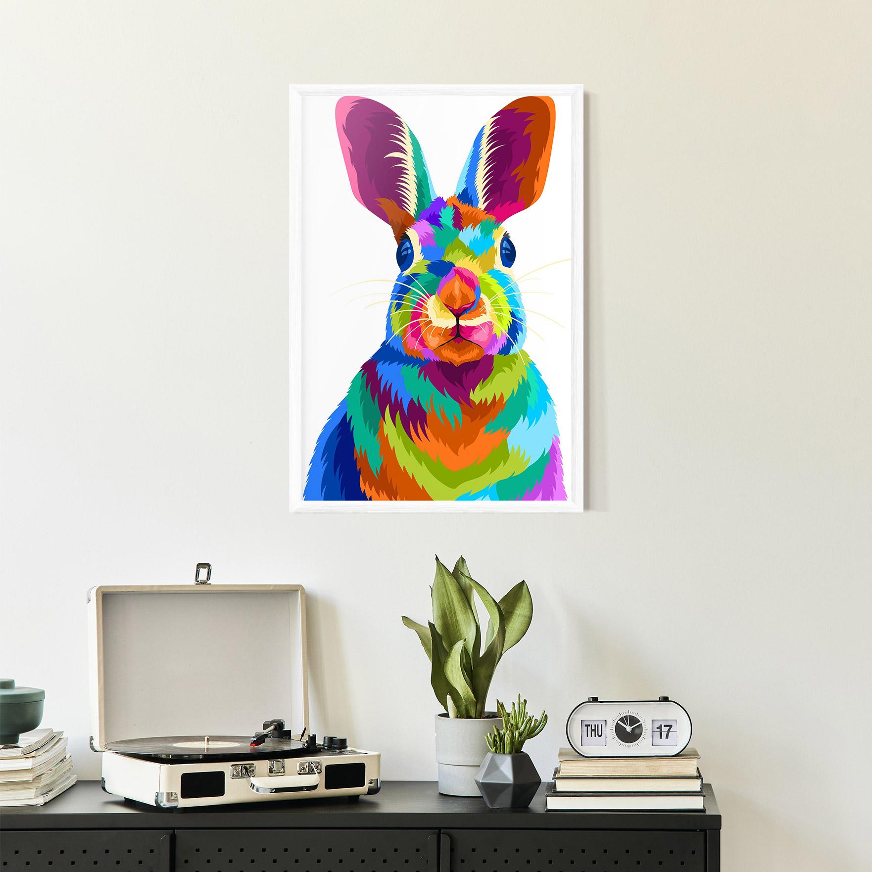 Рамкиран постер Rabbit Art Style mockup 2