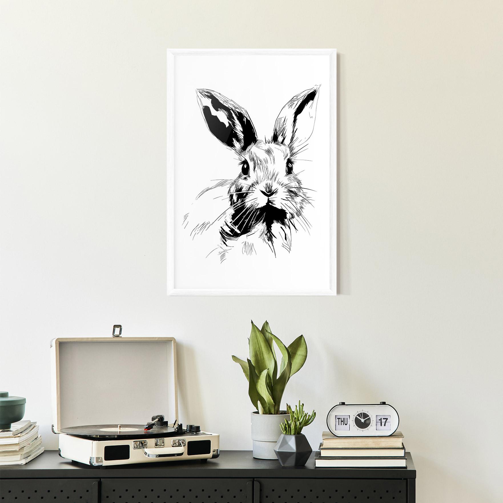 Рамкиран постер Rabbit Looking mockup 2