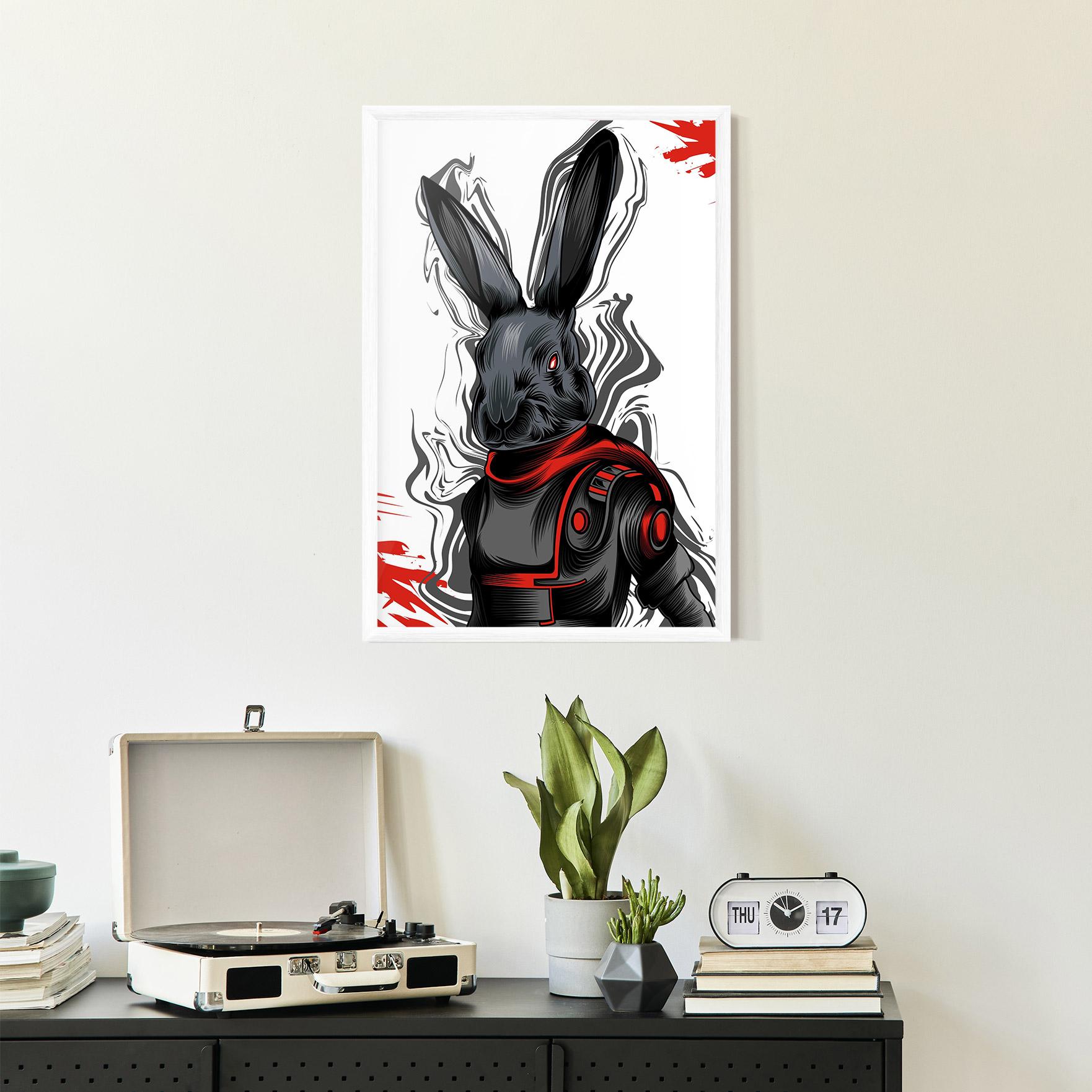 Рамкиран постер Red Robot Bunny mockup 2