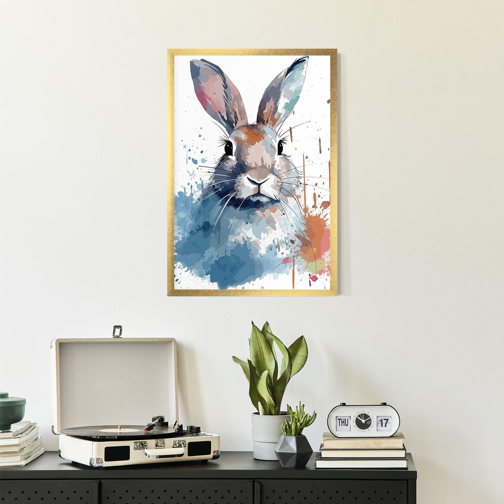 Рамкиран постер Bunny Art Splash mockup 2