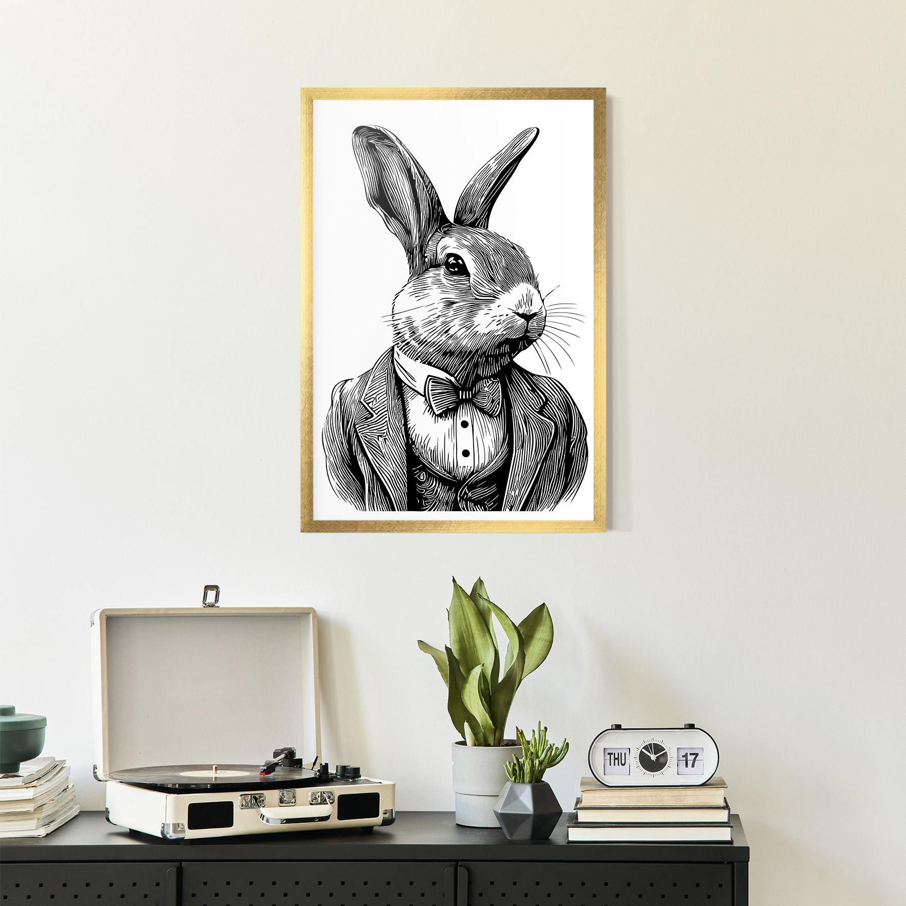 Рамкиран постер Bunny In Suit mockup 2