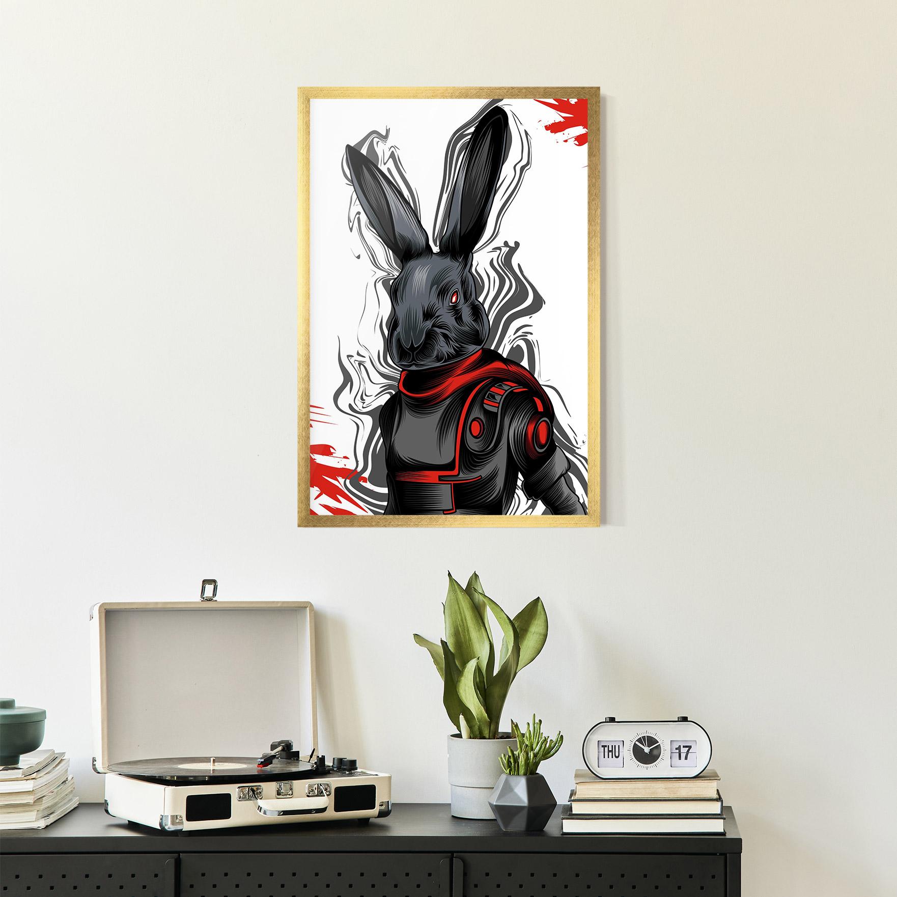 Рамкиран постер Red Robot Bunny mockup 2