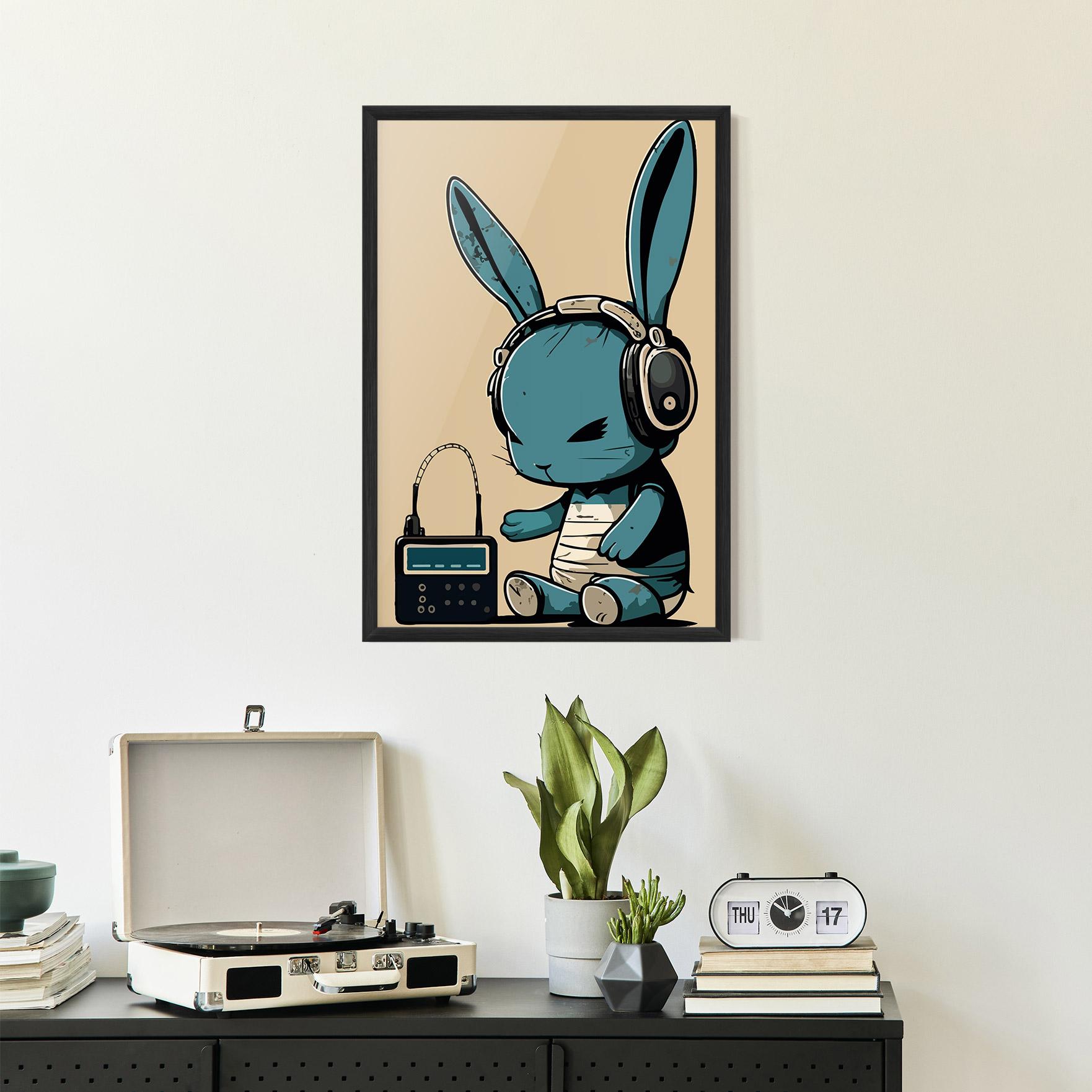 Рамкиран постер Blue Baby Bunny mockup 2