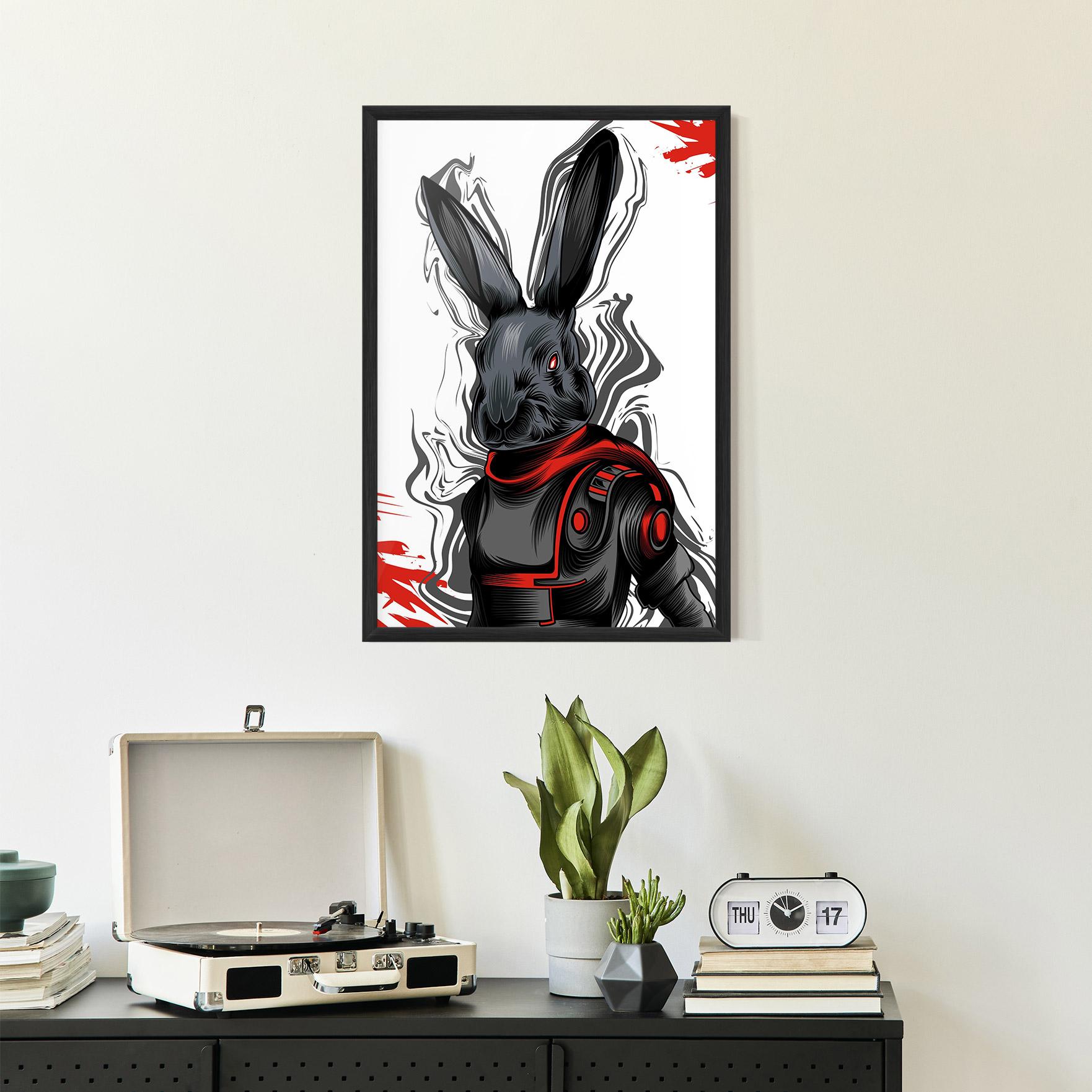 Рамкиран постер Red Robot Bunny mockup 2