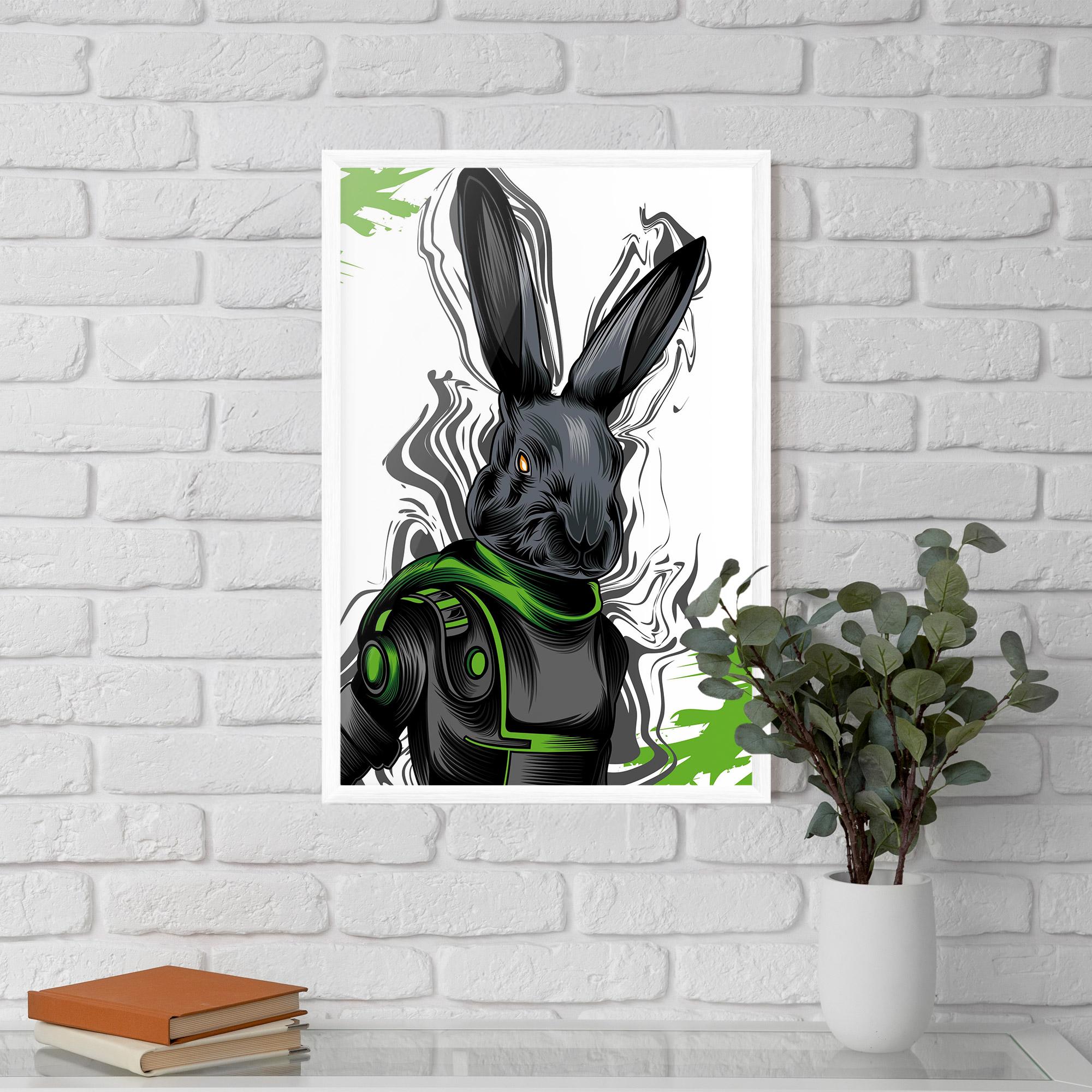 Рамкиран постер Cyborg Green Bunny mockup 5